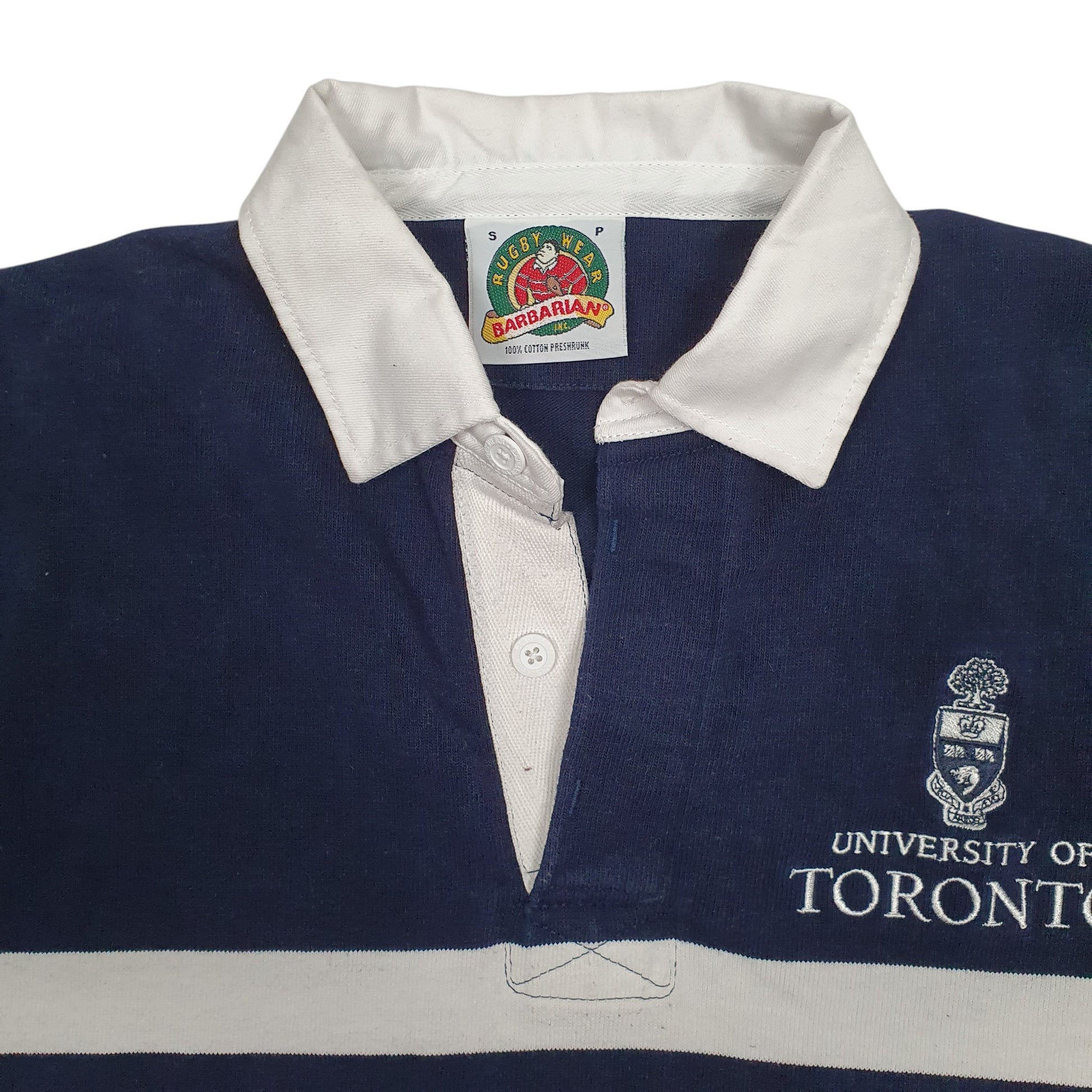 Mens Navy Barbarian Rugby University of Toronto Hoodie Polo Shirt