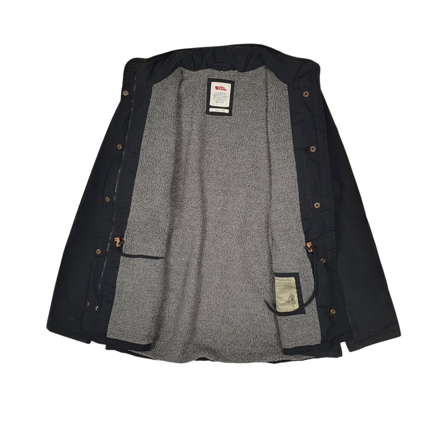 Womens Black Fjallraven Fleece Lined Parka  Coat