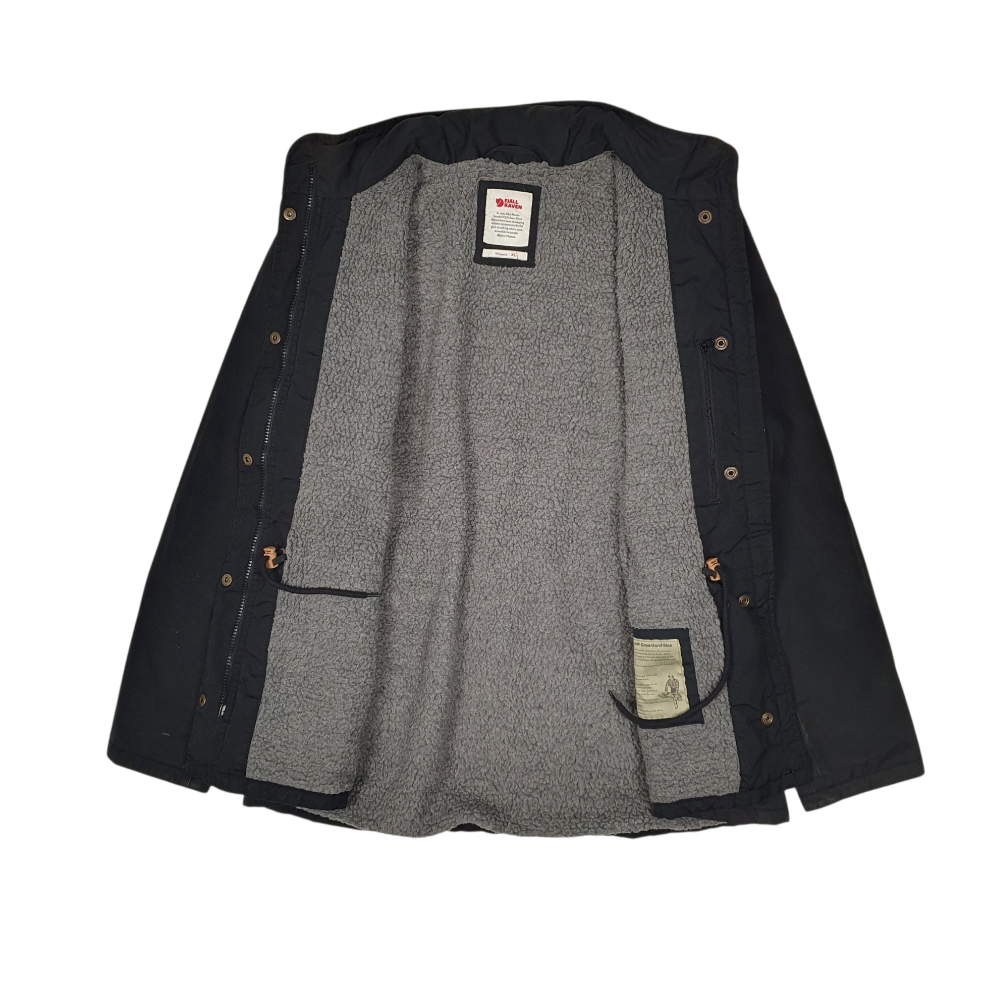 Womens Black Fjallraven Fleece Lined Parka  Coat