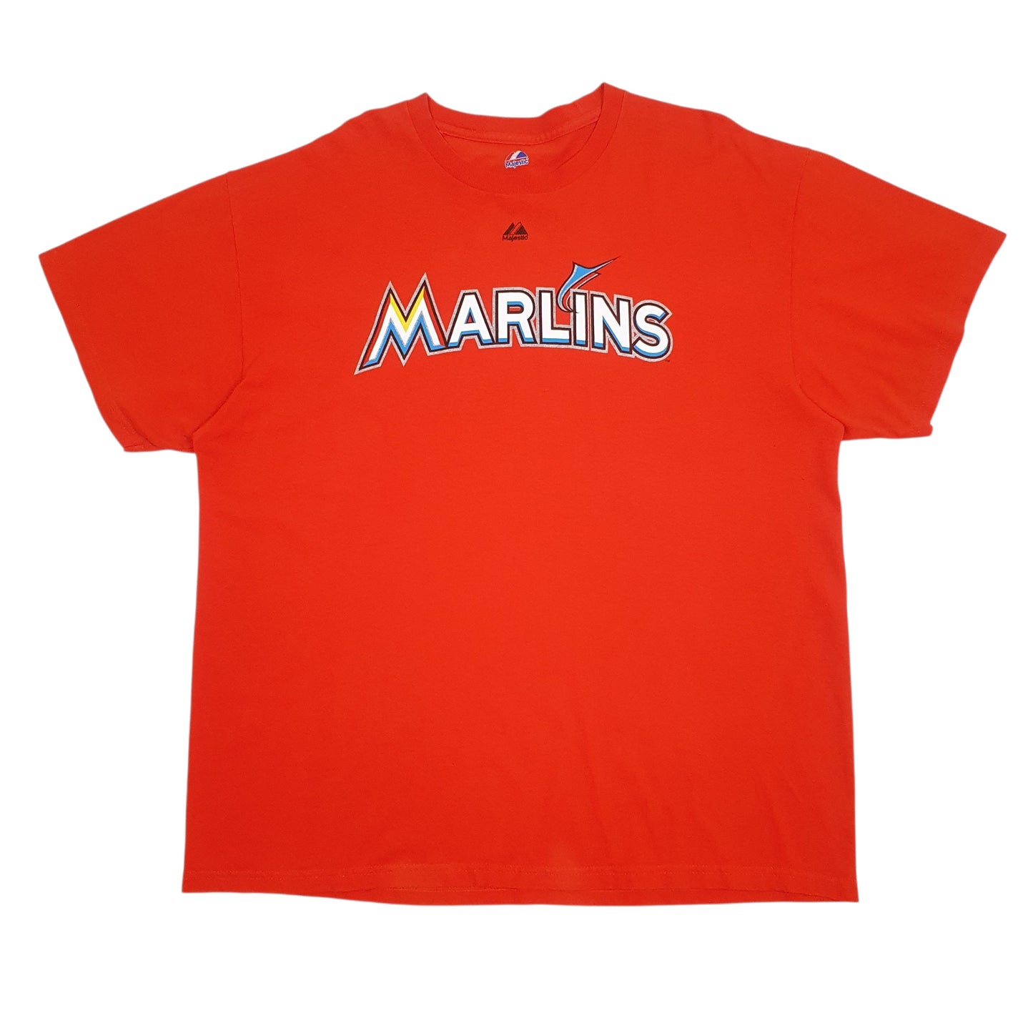 Mens Orange Majestic MLB Miami Marlins Short Sleeve T Shirt