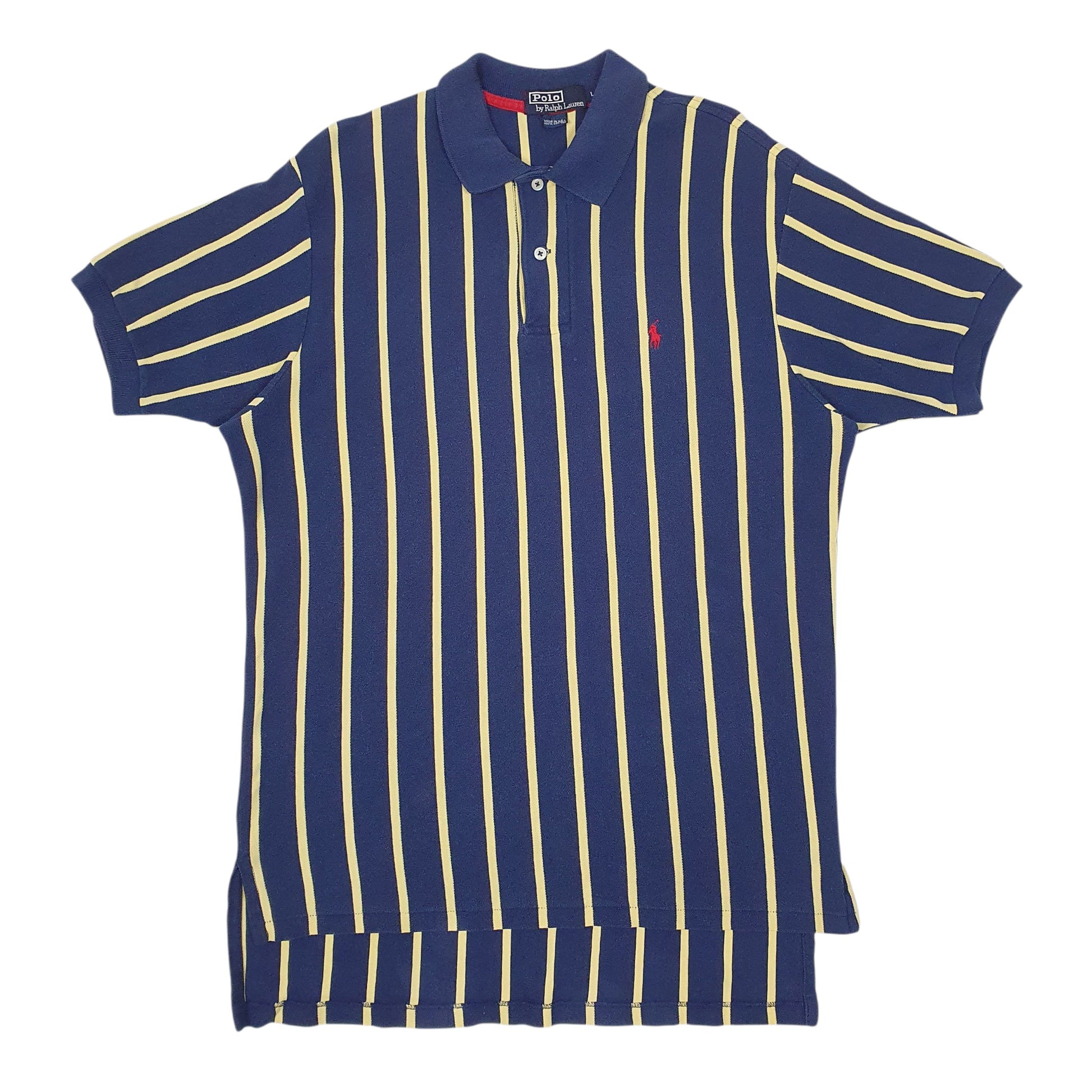 Mens Navy Polo Ralph Lauren Vintage 90s Made In USA Short Sleeve Polo Shirt