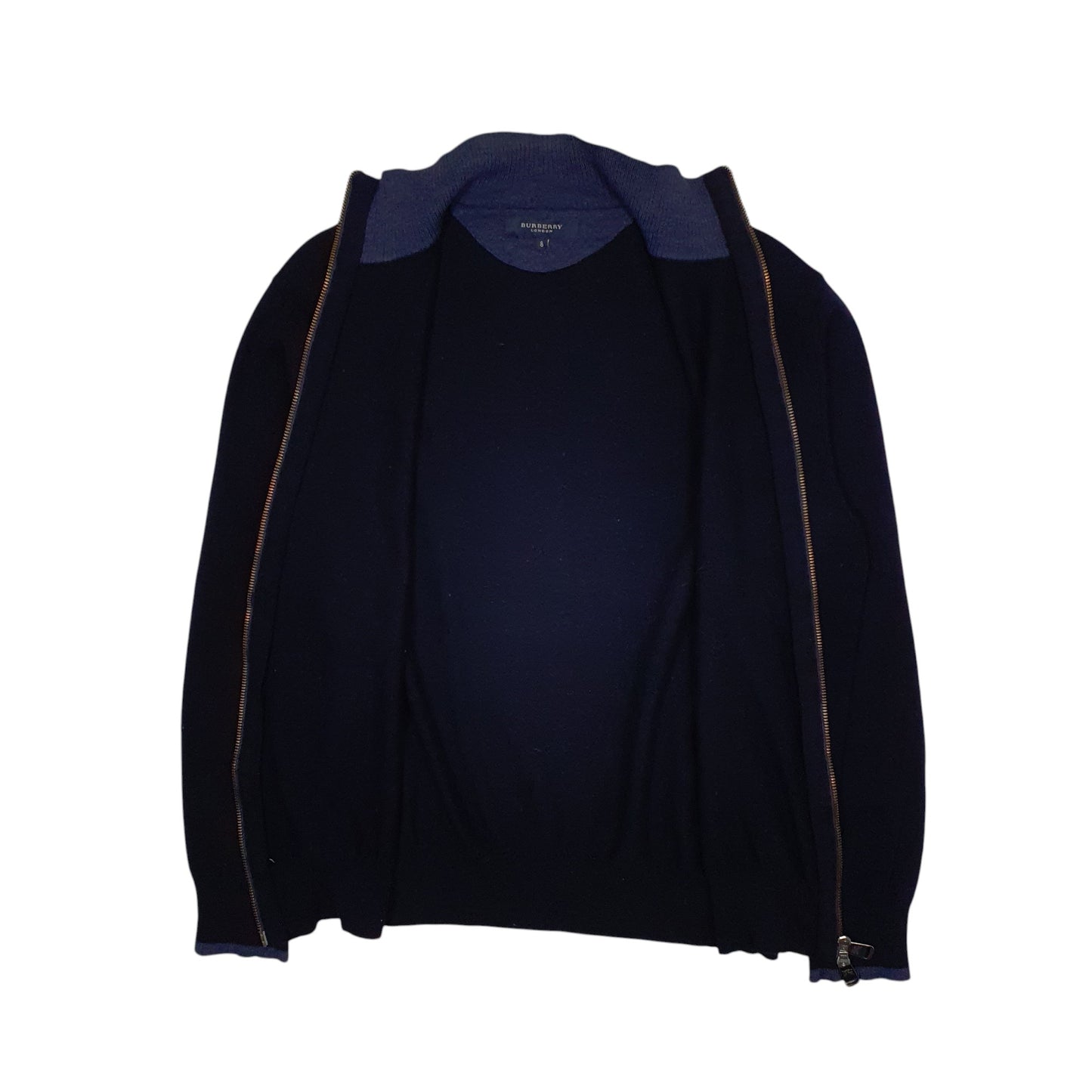 Mens Navy Burberry Merino Full Zip Jumper