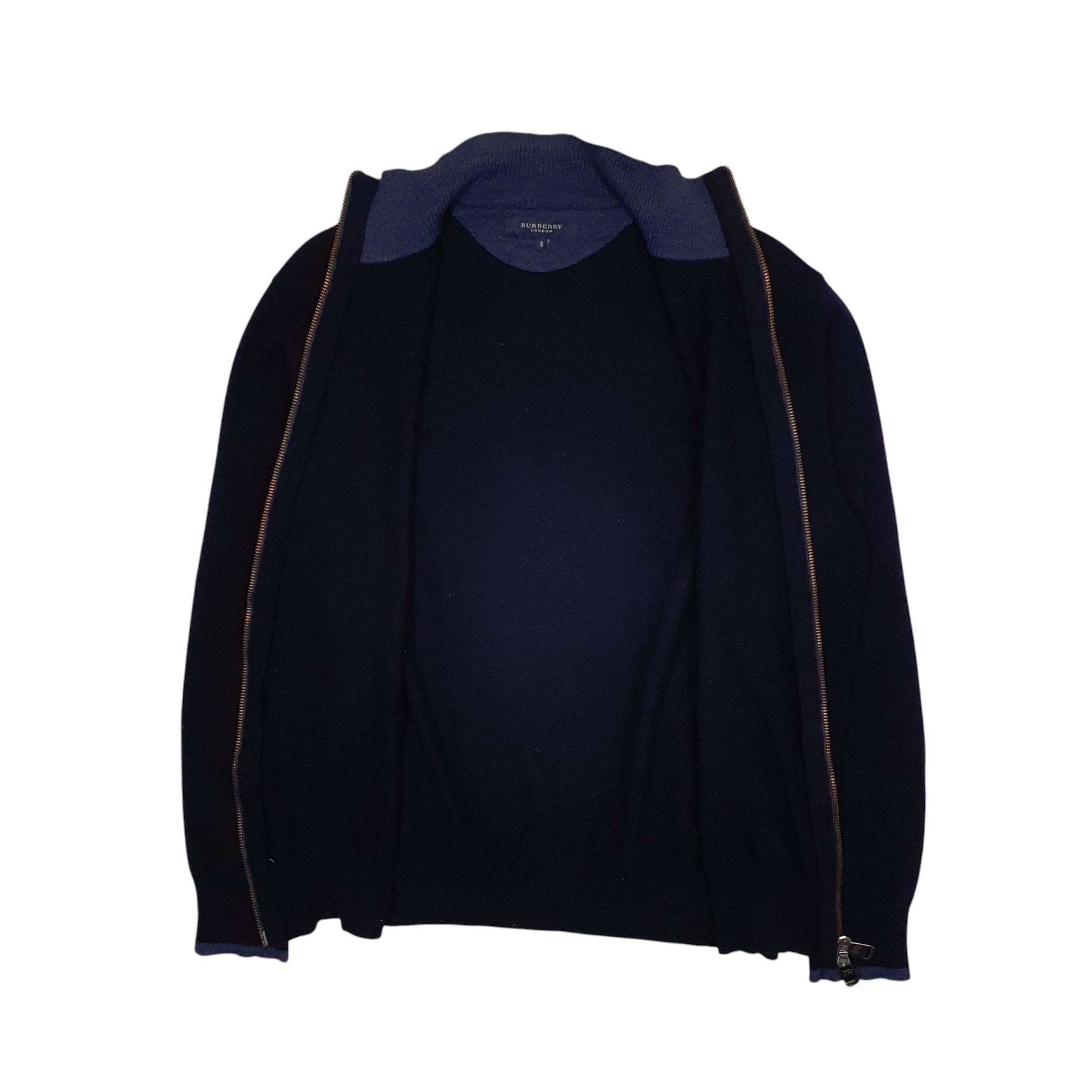 Mens Navy Burberry Merino Full Zip Jumper