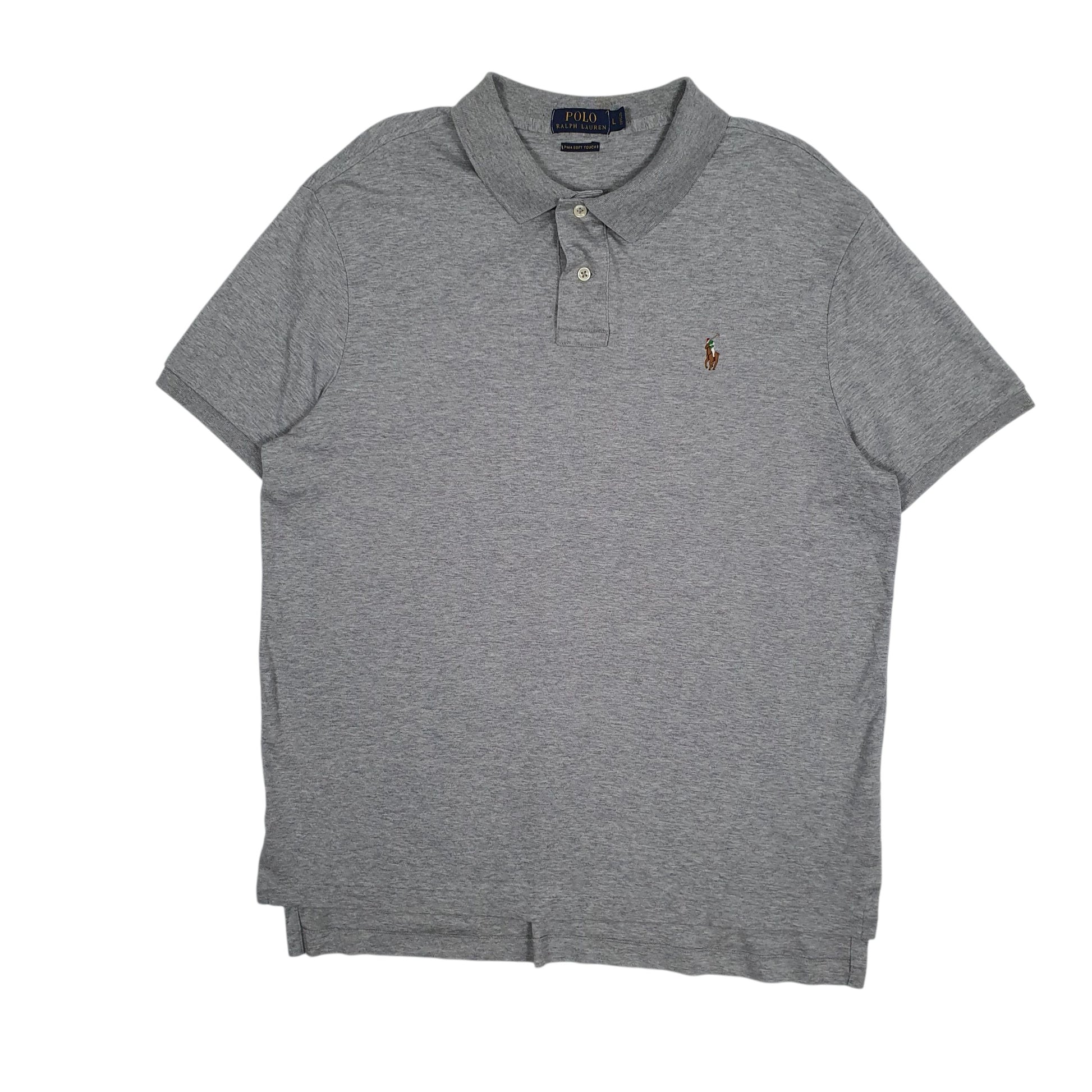 Mens Grey Polo Ralph Lauren Pima Soft Touch Short Sleeve Polo Shirt