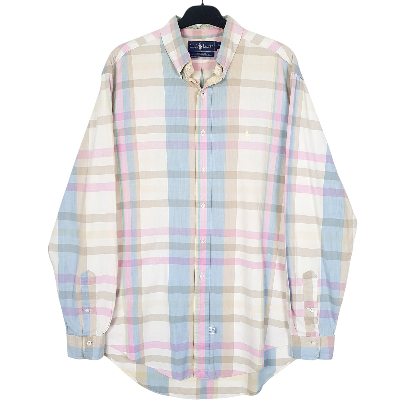 Mens Cream Ralph Lauren Vintage 90s Long Sleeve Shirt