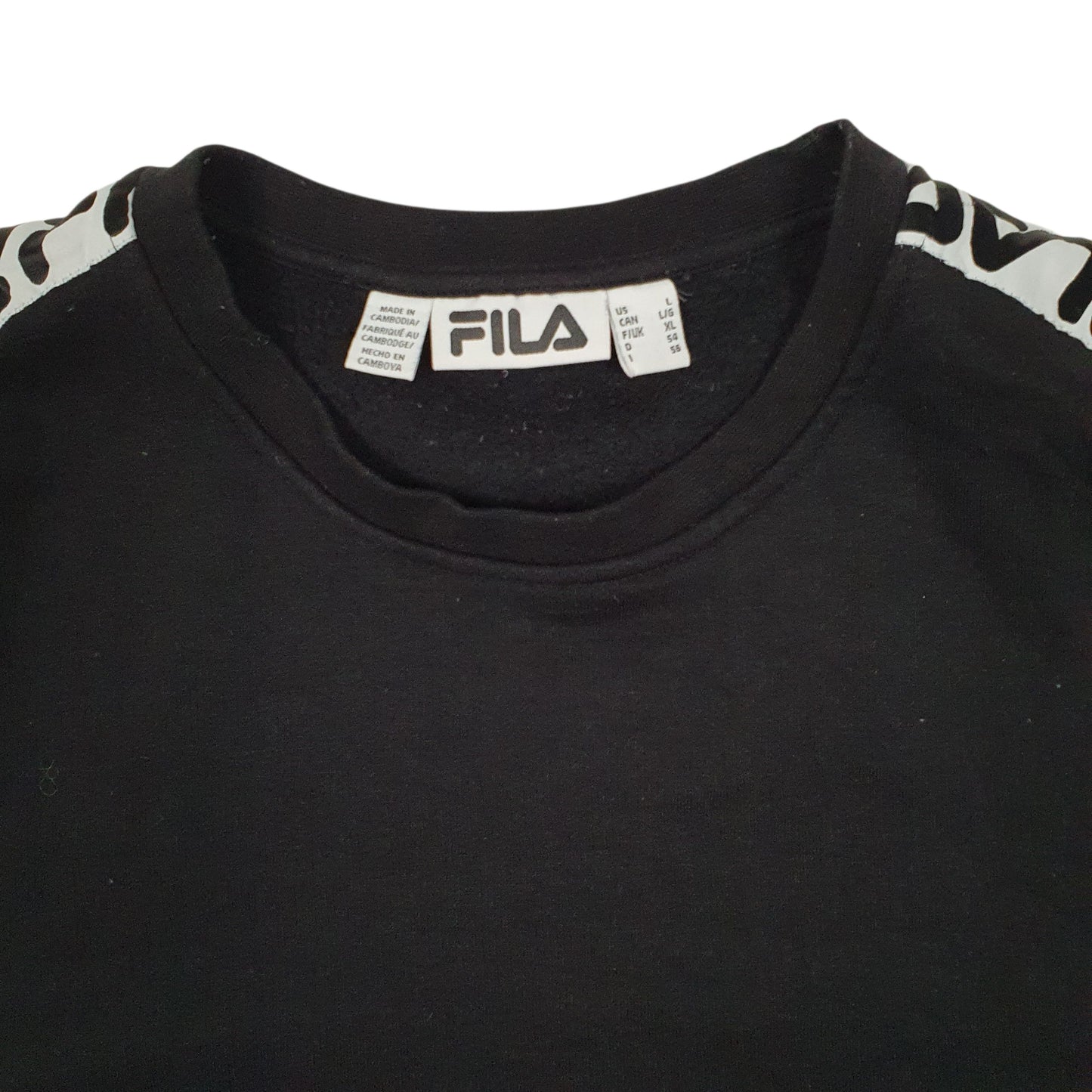 Mens Black Fila  Crewneck Jumper