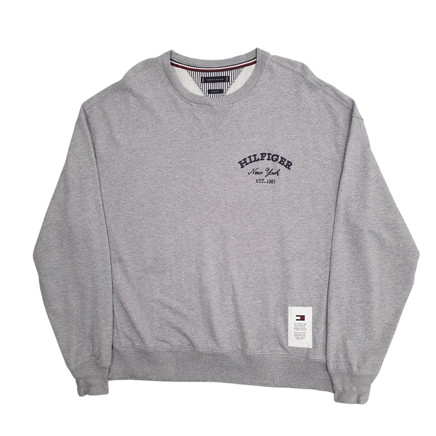 Mens Grey Tommy Hilfiger Spellout Crewneck Jumper