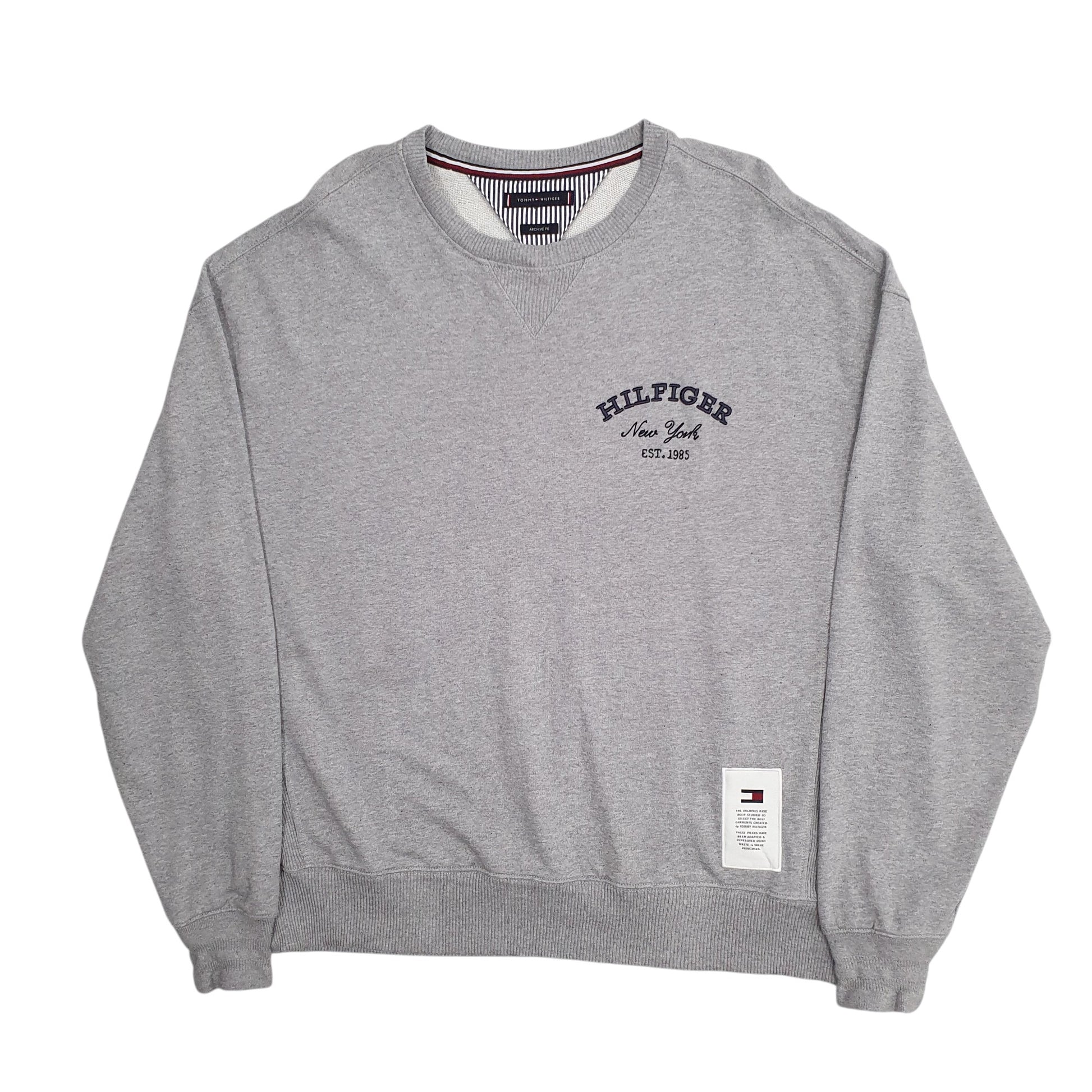 Mens Grey Tommy Hilfiger Spellout Crewneck Jumper