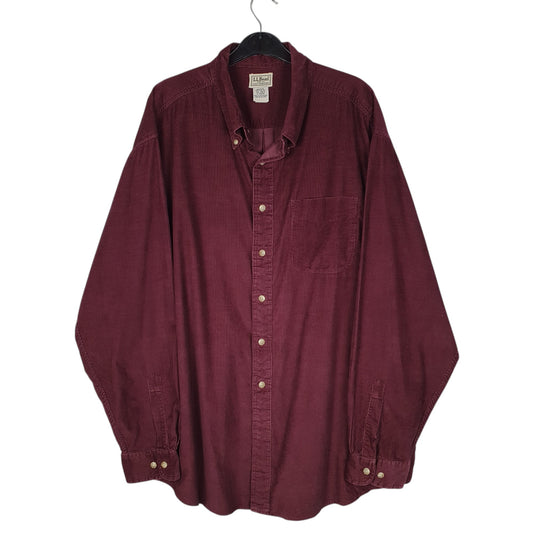 Mens Burgundy L.L.Bean Corduroy Long Sleeve Shirt