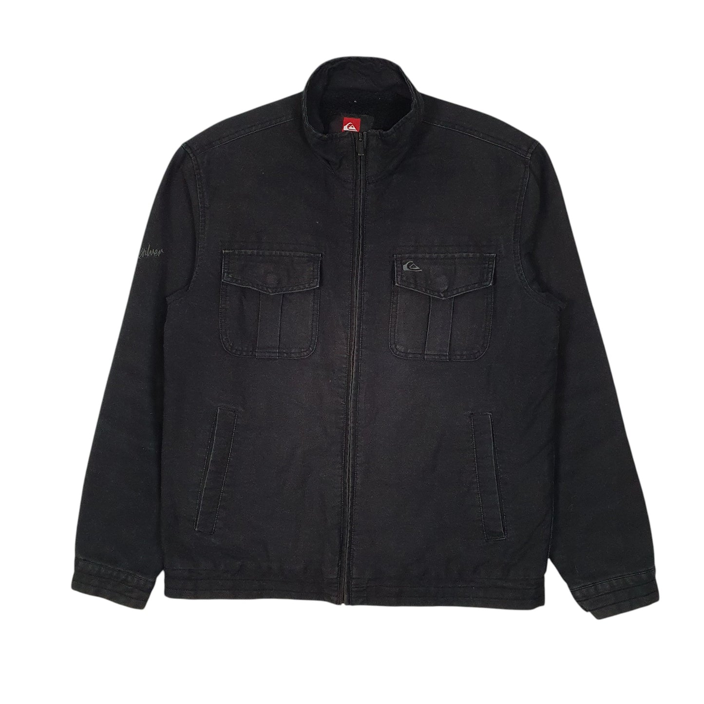 Mens Black Quiksilver Surfing Bomber Canvas Chore  Coat