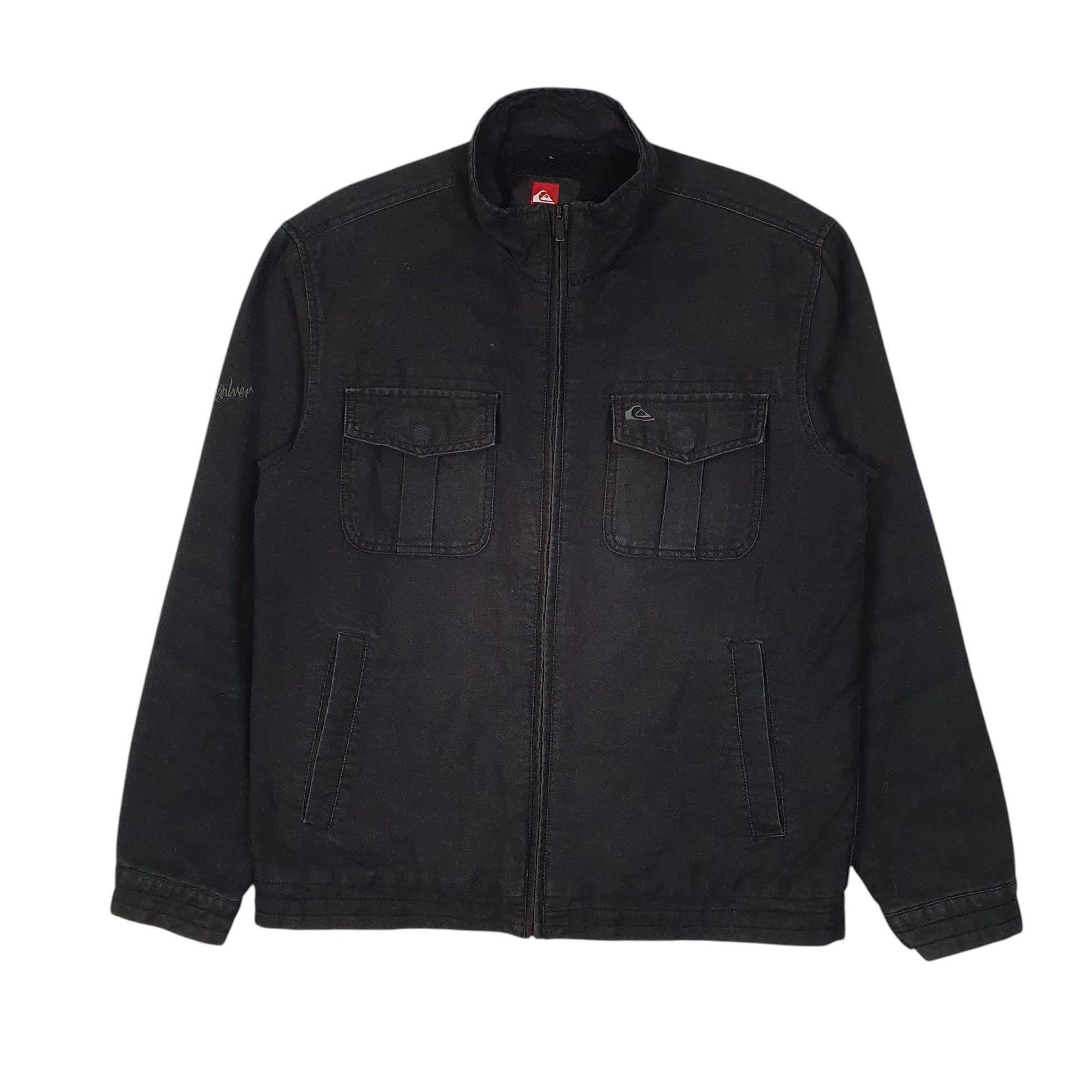 Mens Black Quiksilver Surfing Bomber Canvas Chore  Coat