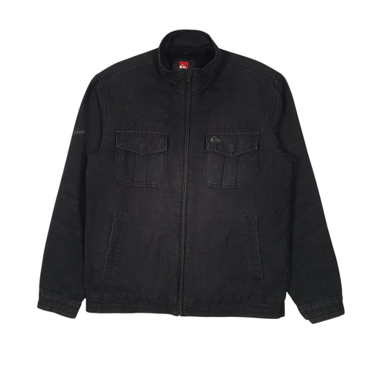 Mens Black Quiksilver Surfing Bomber Canvas Chore  Coat