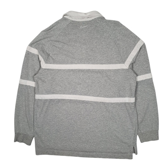 Mens Grey Nike Rugby Hoodie Polo Shirt