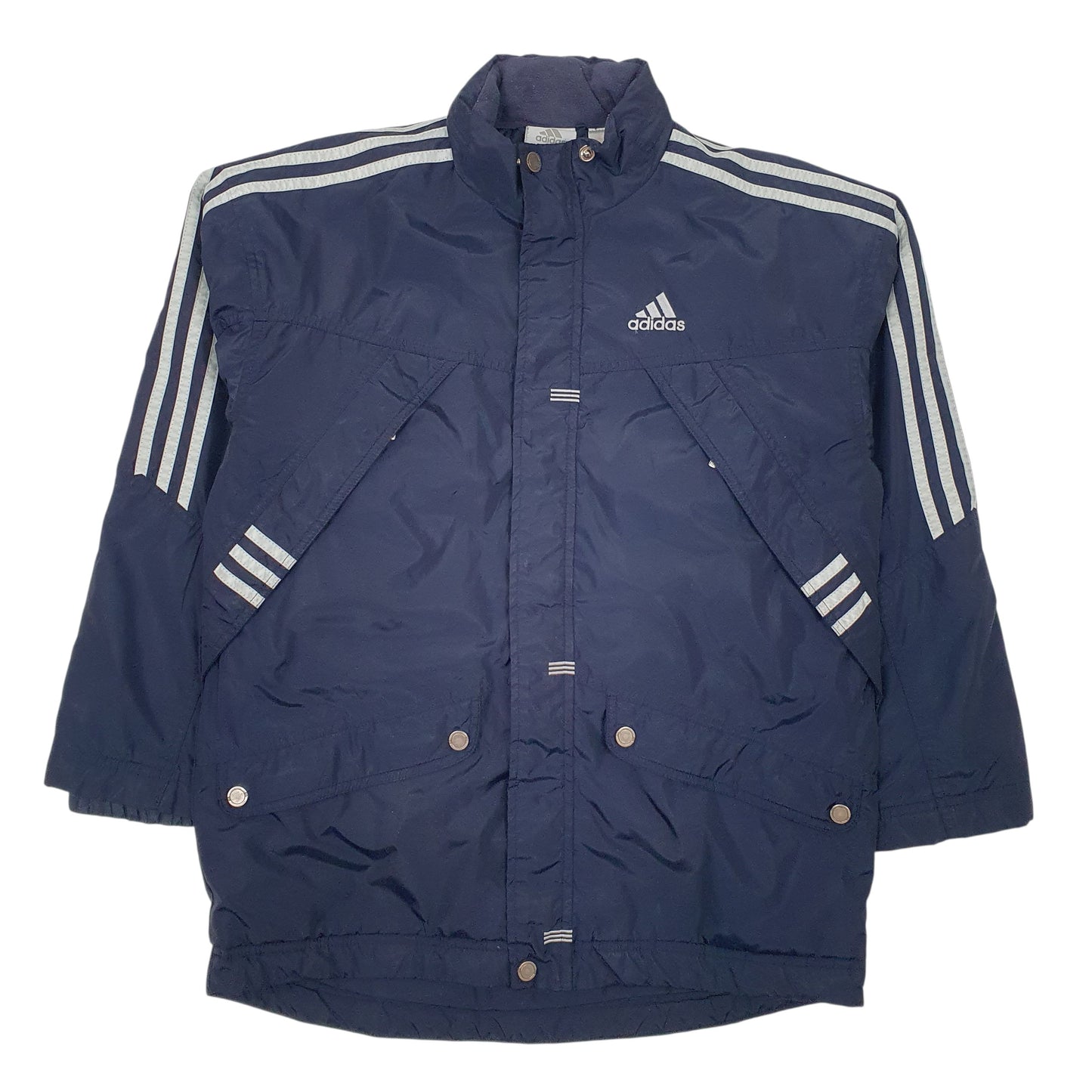 Mens Navy Adidas Vintage Hooded  Coat
