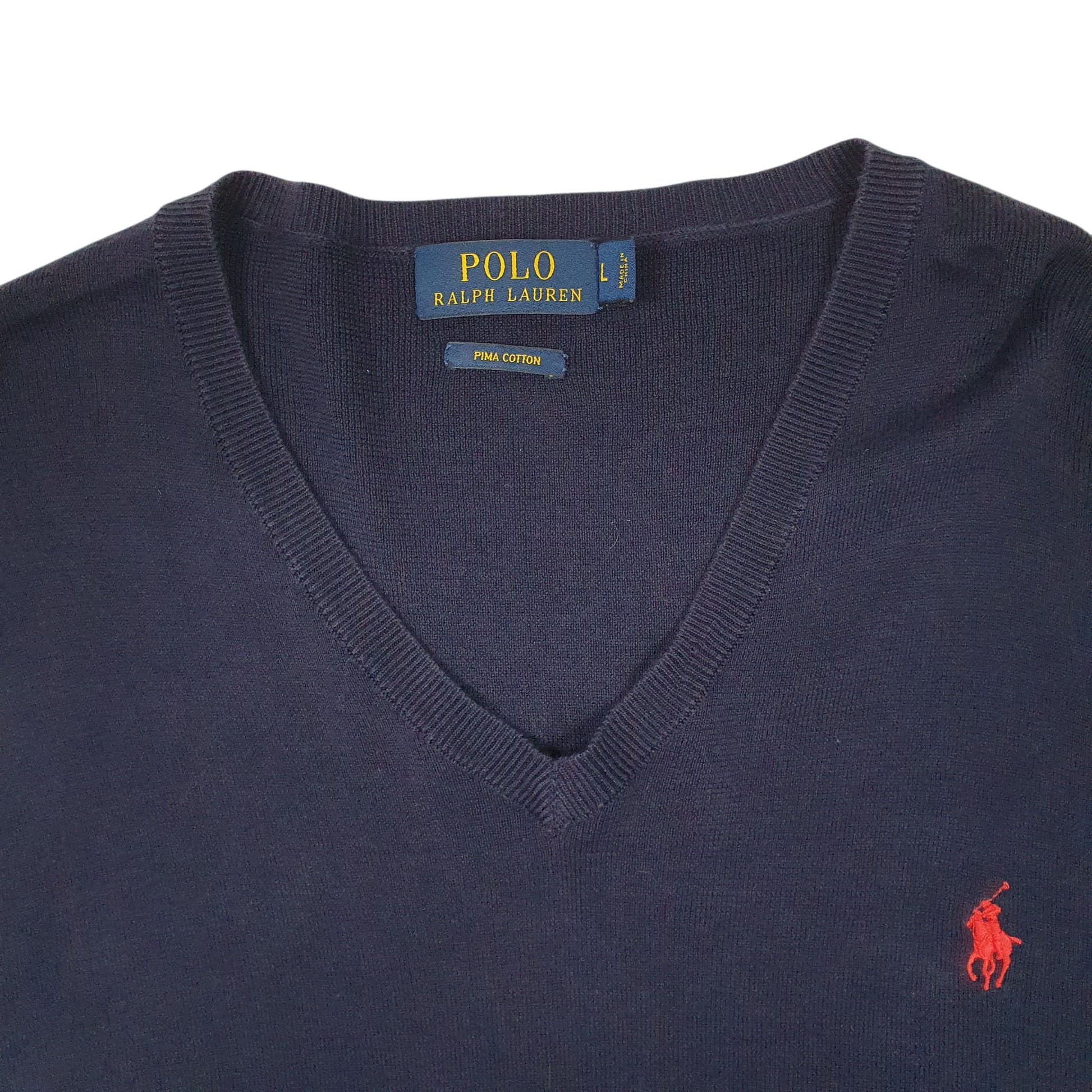 Mens Navy Polo Ralph Lauren Lightweight V Neck Jumper