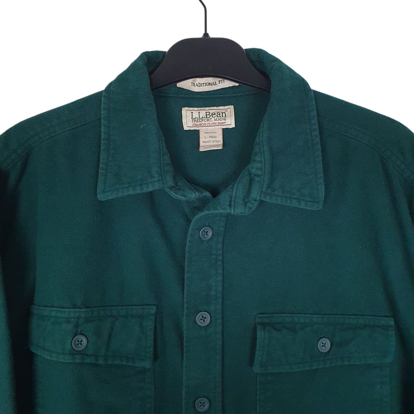 Mens Green L.L.Bean Thick Chamois  Shirt