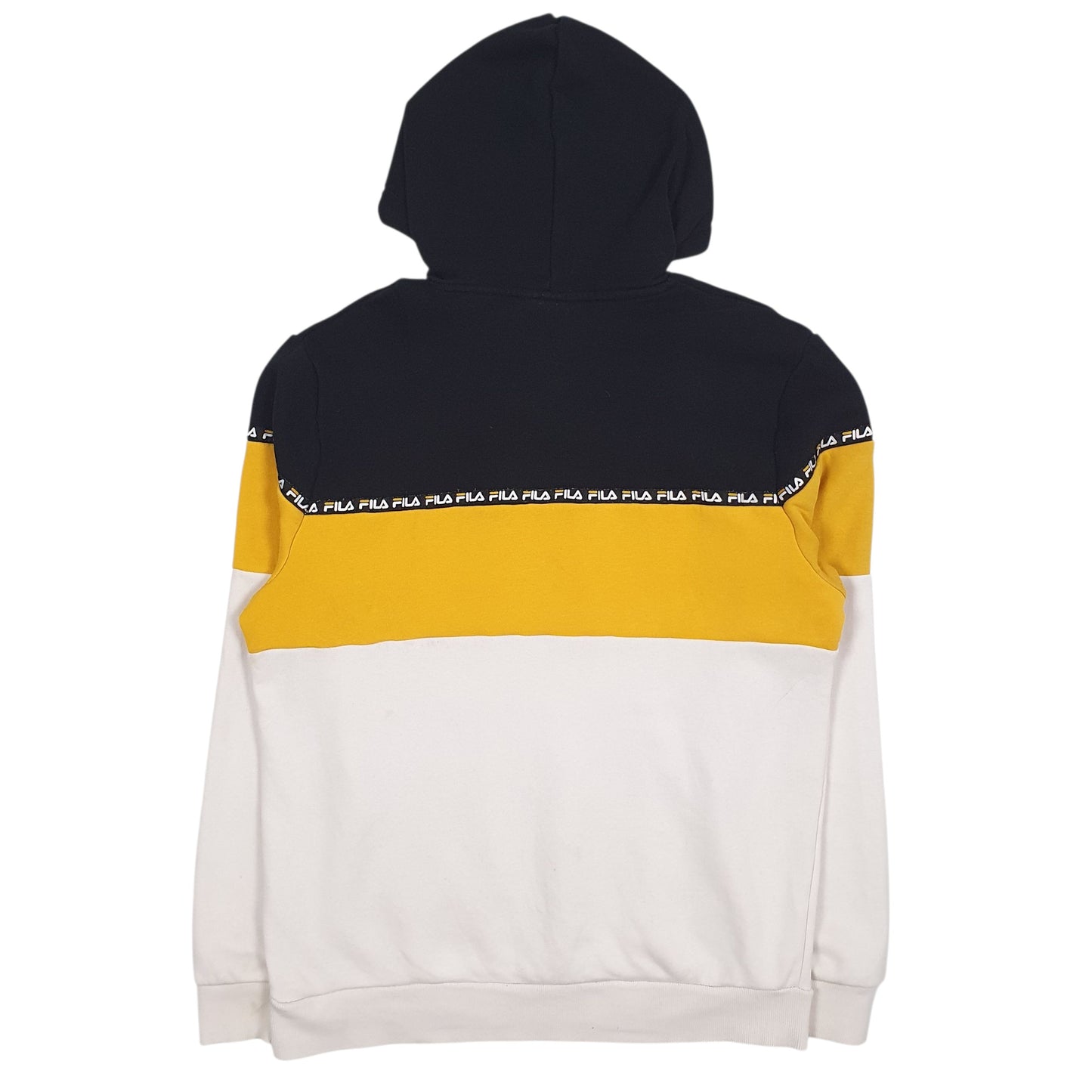 Mens White Fila Spellout Hoodie Jumper