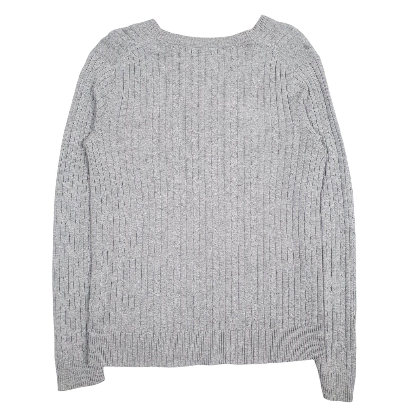 Womens Grey Tommy Hilfiger Cable Knit Knitwear V Neck Jumper
