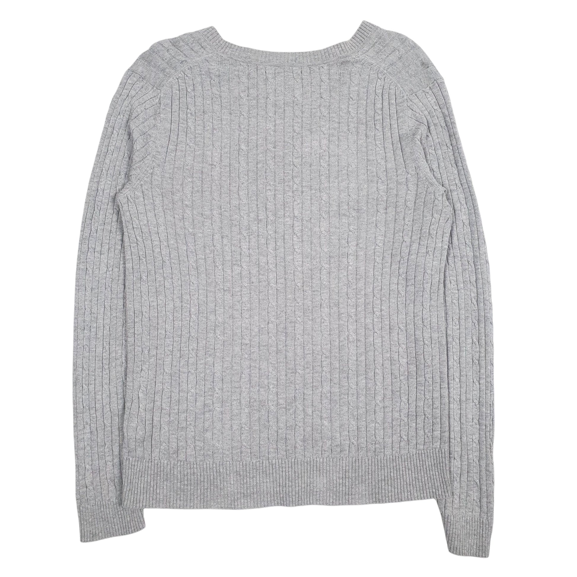 Womens Grey Tommy Hilfiger Cable Knit Knitwear V Neck Jumper