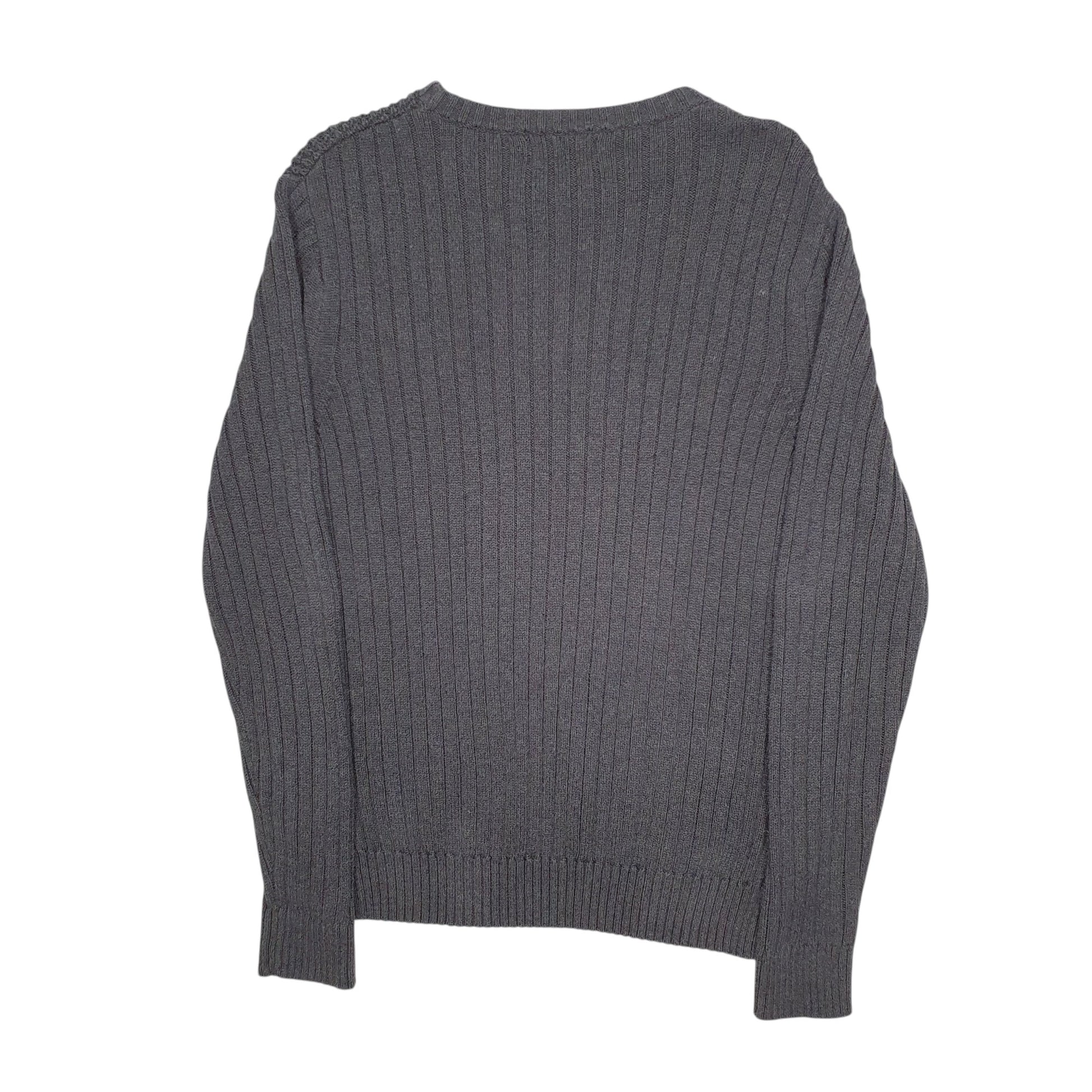 Mens Grey Nautica Waffle Knit Crewneck Jumper
