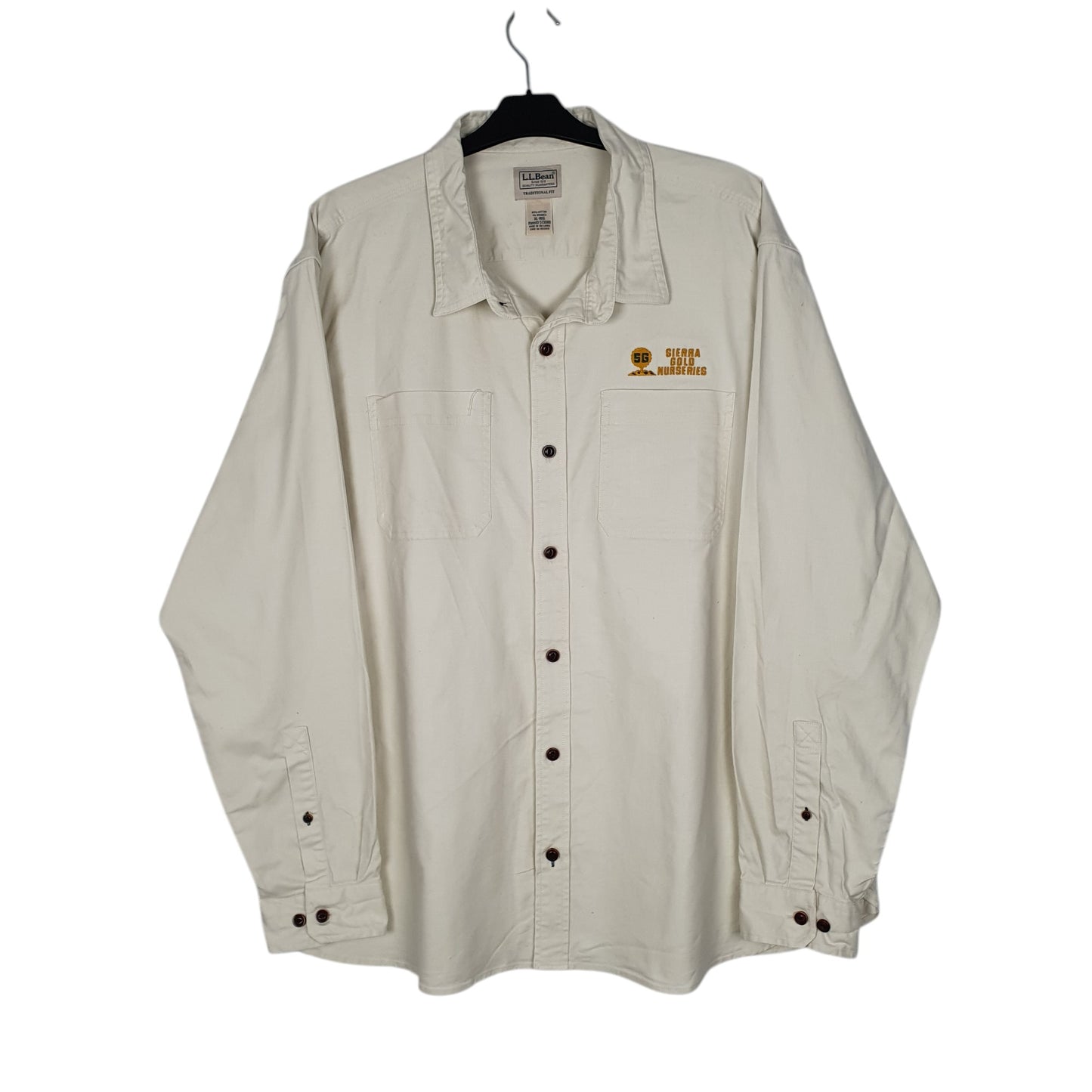 Mens Cream L.L.Bean  Long Sleeve Shirt