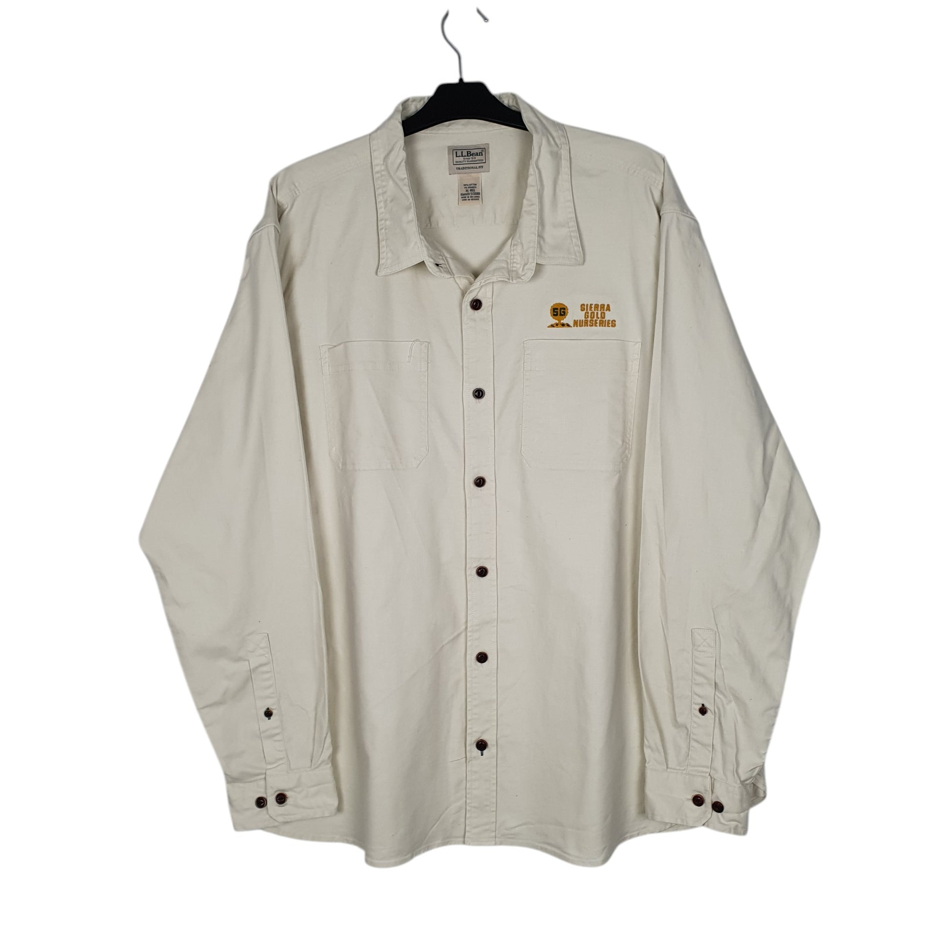 Mens Cream L.L.Bean  Long Sleeve Shirt