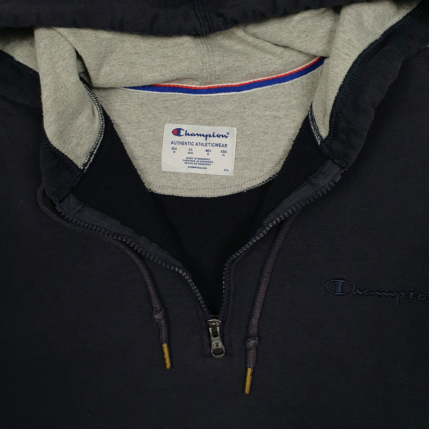 Mens Navy Champion Quarter Zip Hoodie Jumper