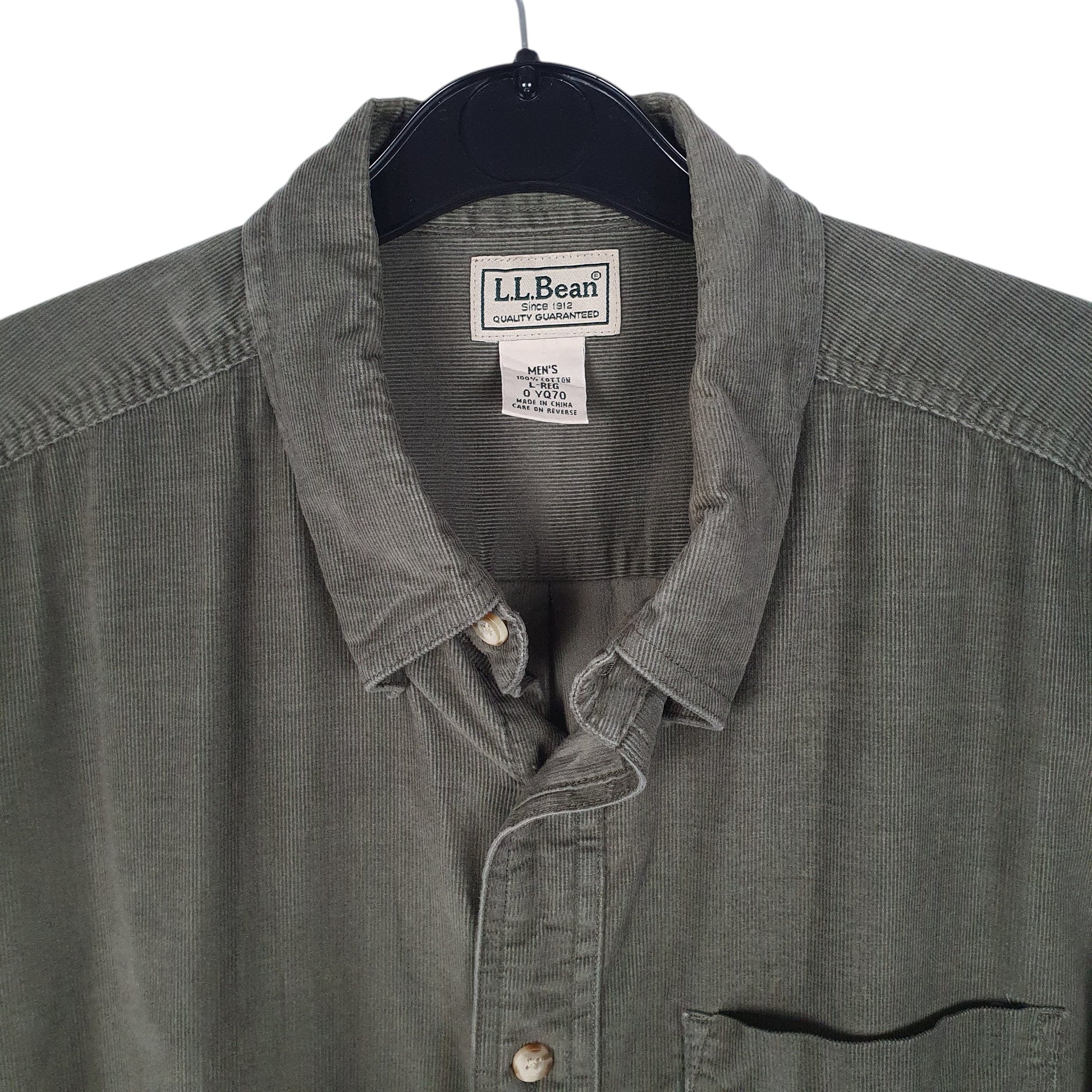 Mens Green L.L.Bean Corduroy  Shirt