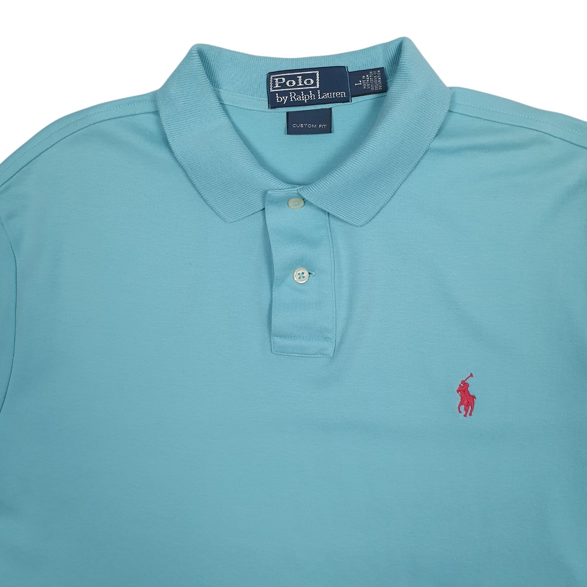 Mens Blue Polo Ralph Lauren Custom Fit  Polo Shirt