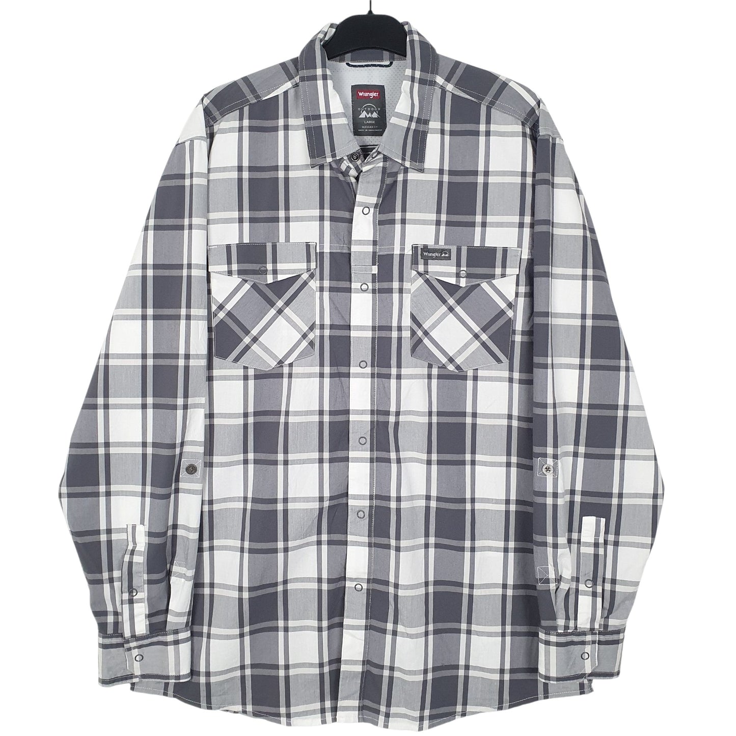Mens Grey Wrangler Outdoor Long Sleeve Shirt