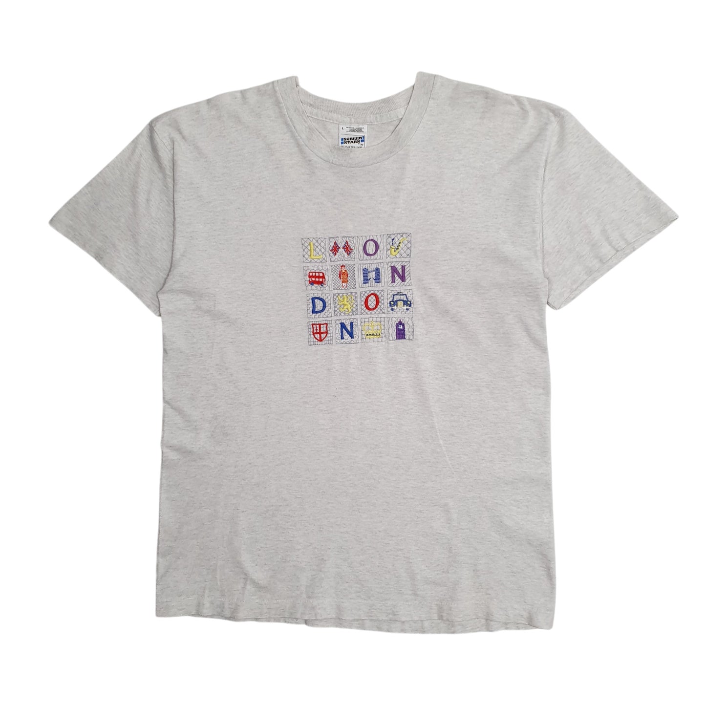 Mens Grey Screen Stars Single Stitch Vintage 90s Short Sleeve T Shirt