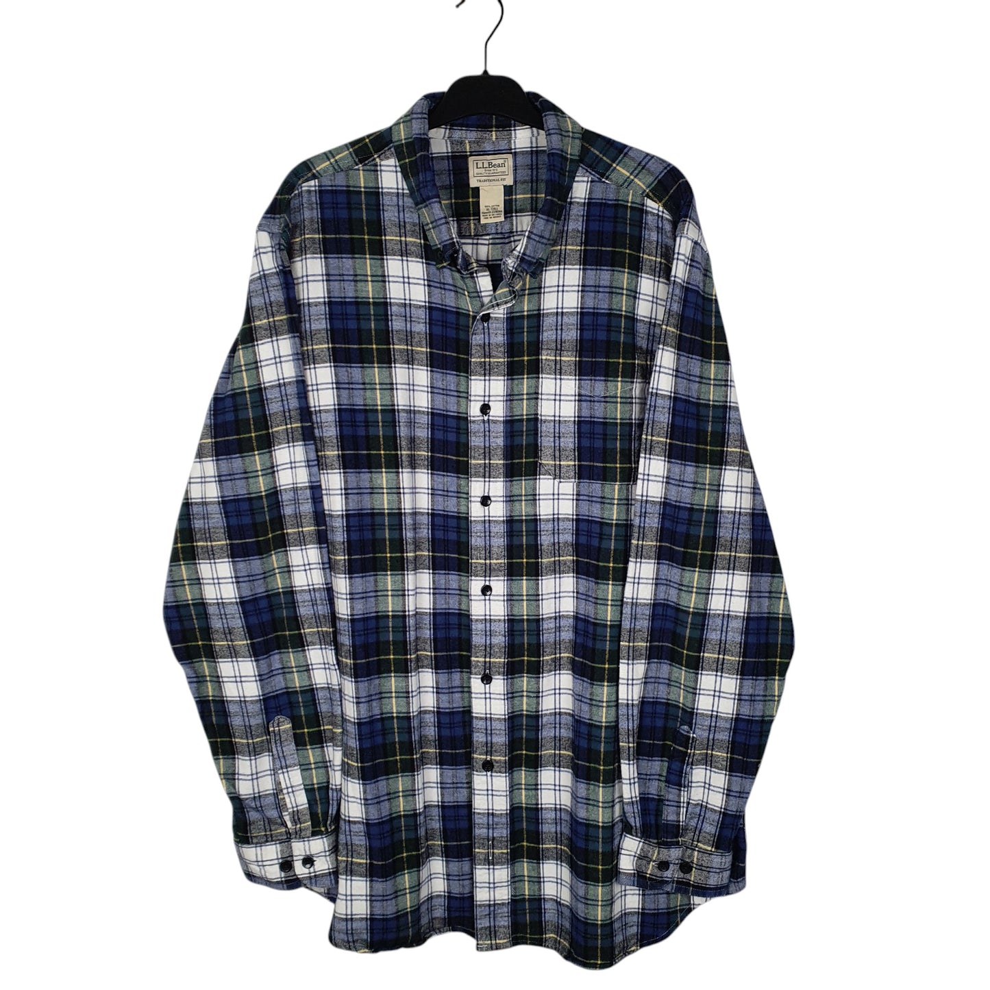 Mens Navy L.L.Bean Thick Flannel Long Sleeve Shirt