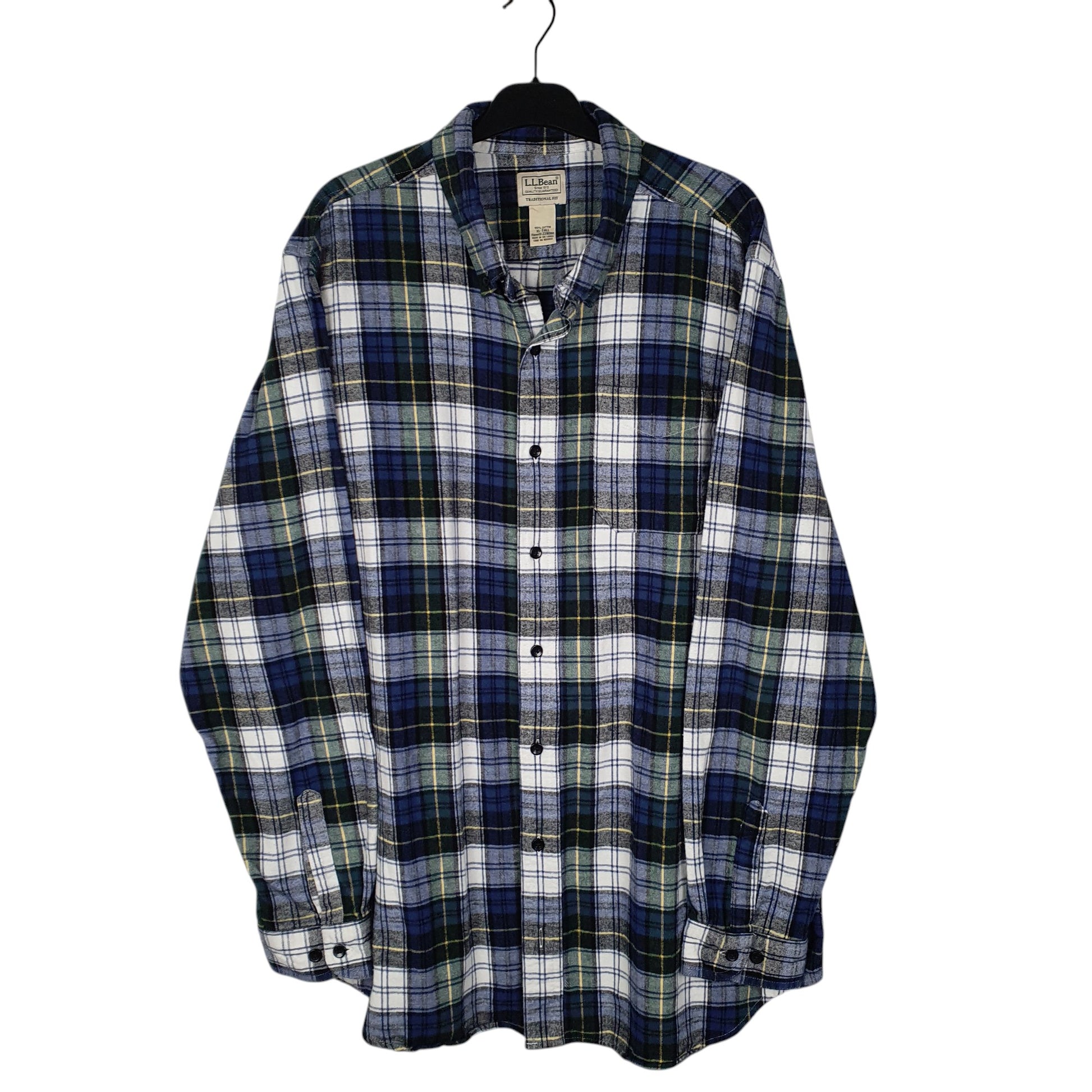 Mens Navy L.L.Bean Thick Flannel Long Sleeve Shirt