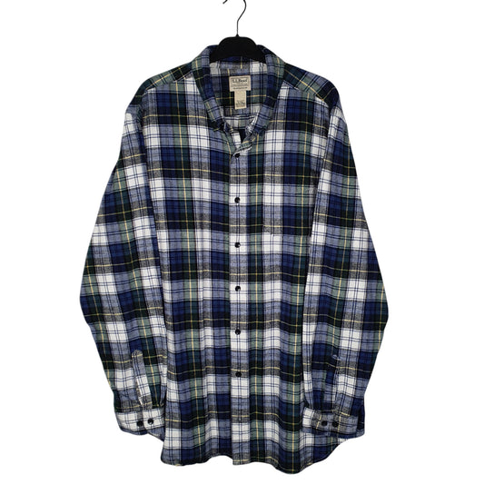 Mens Navy L.L.Bean Thick Flannel Long Sleeve Shirt