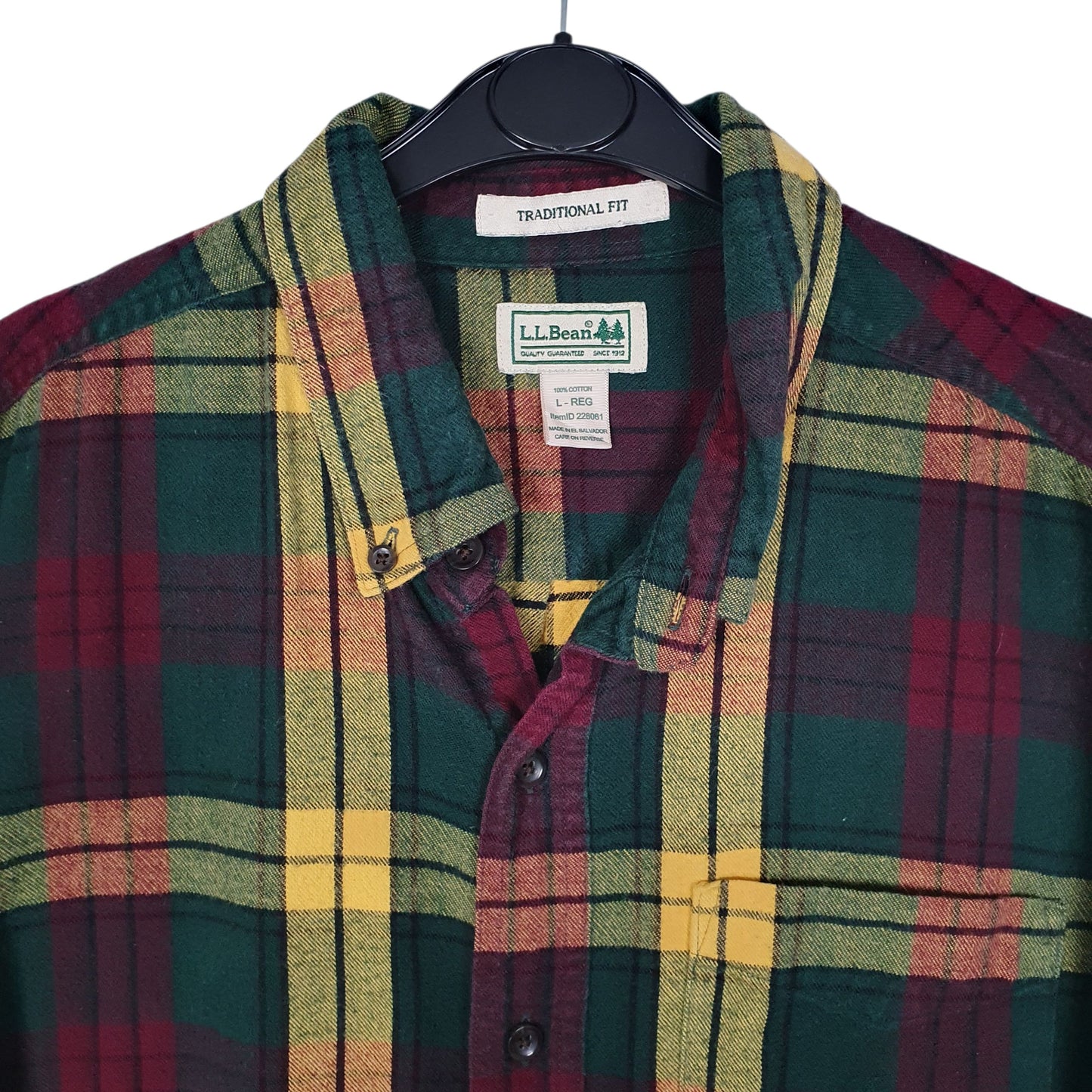 Mens Green L.L.Bean Heavy Thick Plaid  Shirt