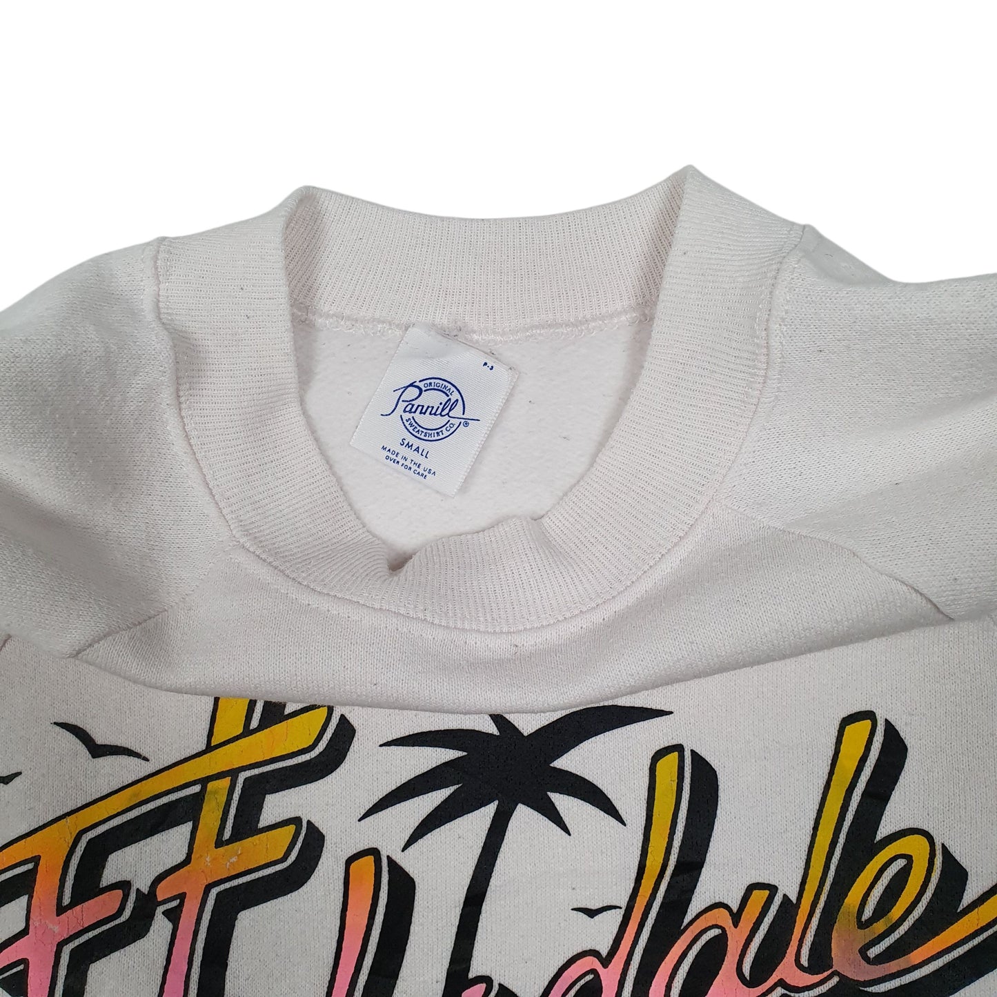 Mens White Pannill Ft Lauderdale Vintage 90s Made In USA Crewneck Jumper
