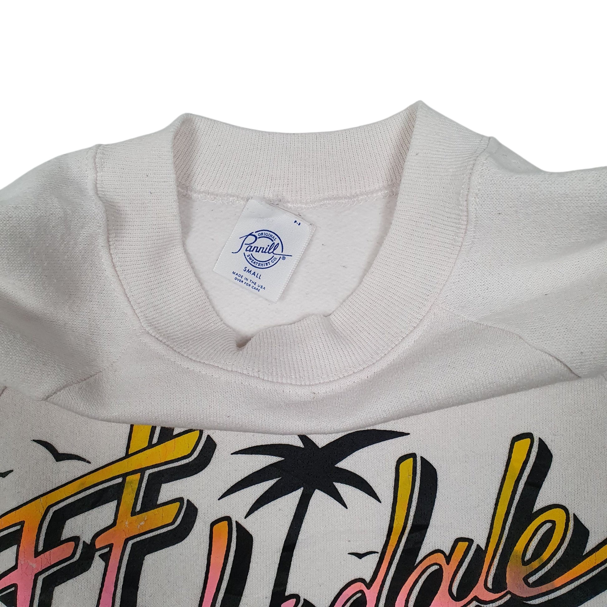 Mens White Pannill Ft Lauderdale Vintage 90s Made In USA Crewneck Jumper