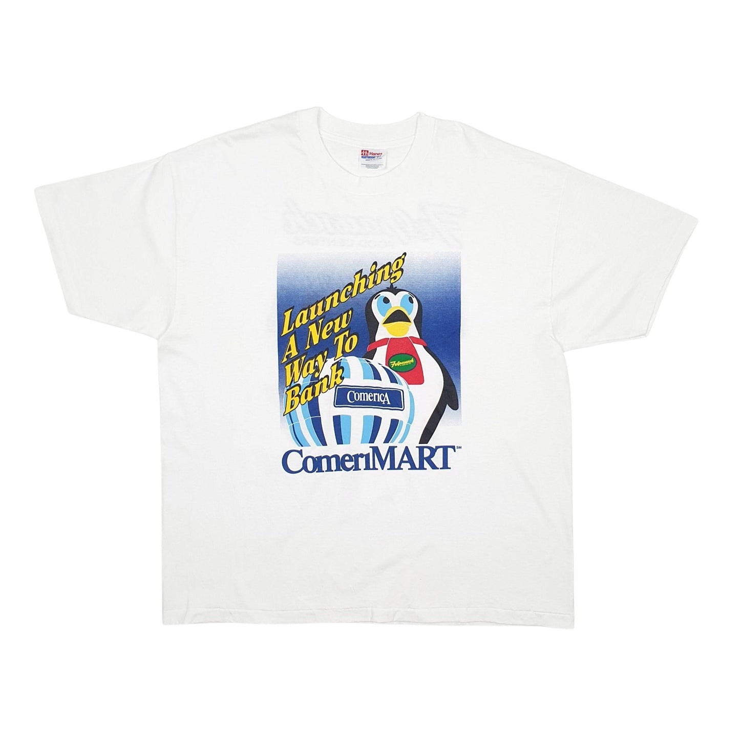 Mens White Hanes Single Stitch Vintage 90s Short Sleeve T Shirt