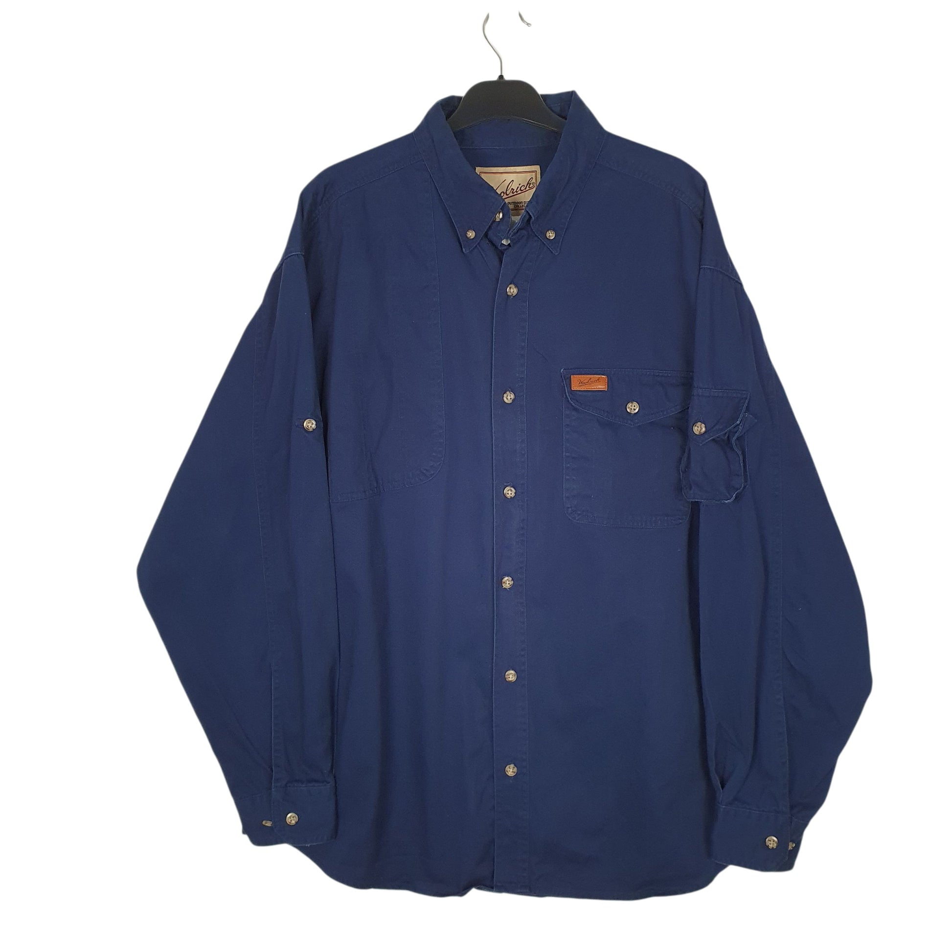 Mens Navy Woolrich Thick Hunting Long Sleeve Shirt