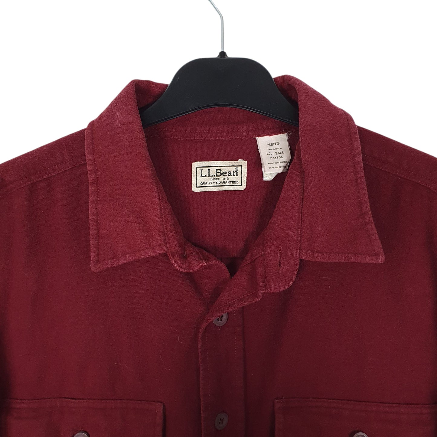 Mens Burgundy L.L.Bean Thick Chamois Tall  Shirt
