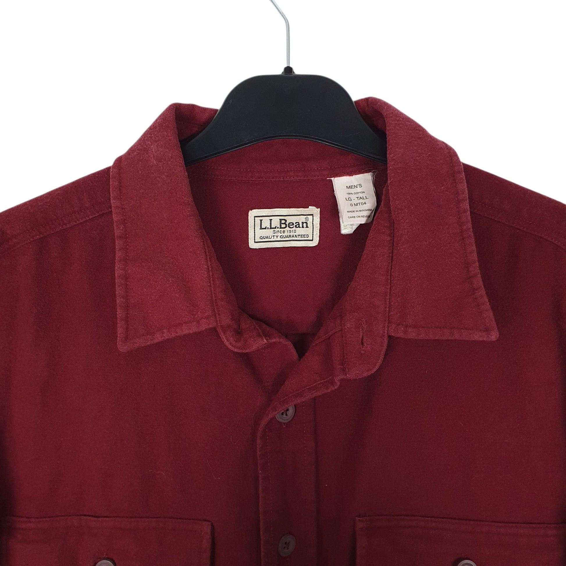 Mens Burgundy L.L.Bean Thick Chamois Tall  Shirt