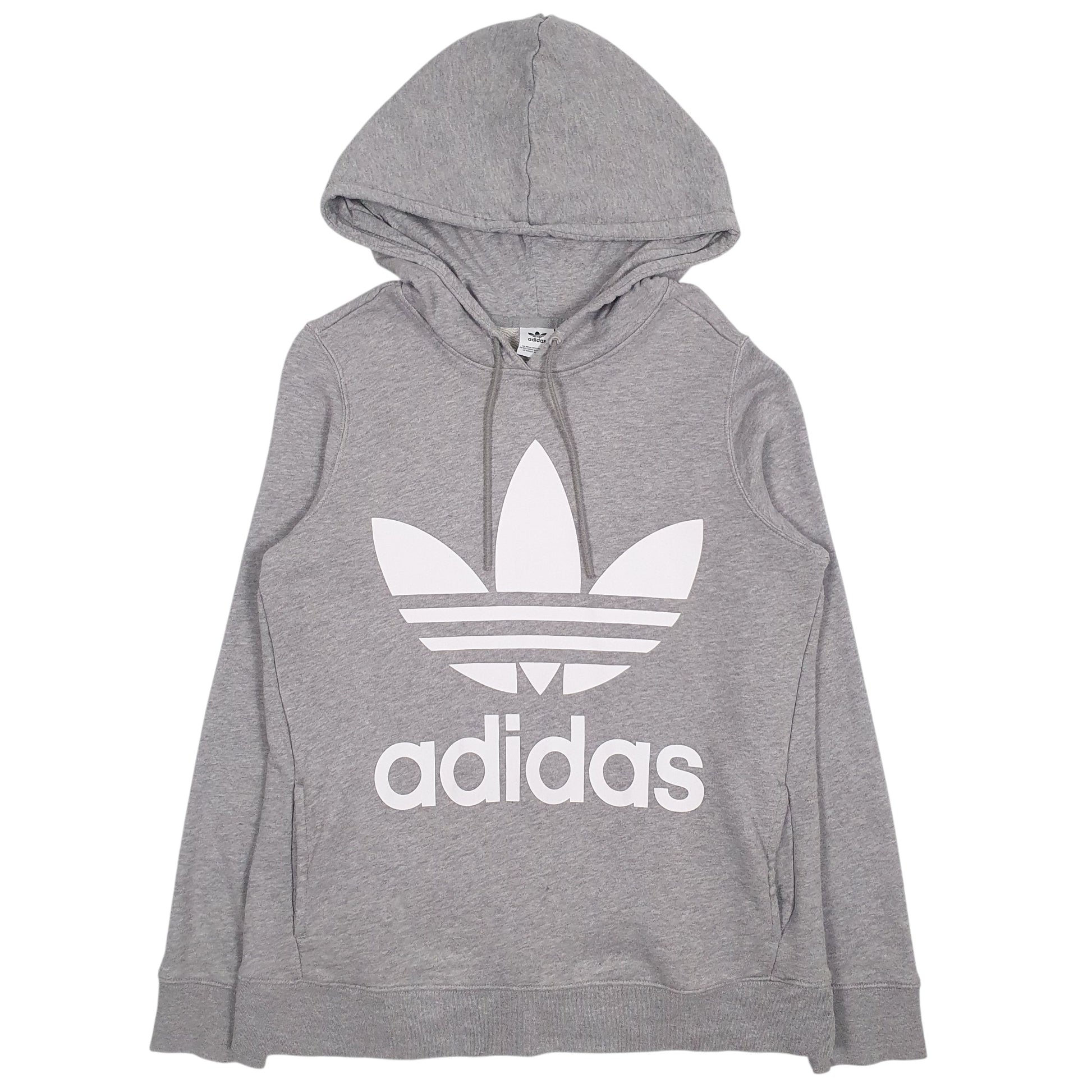 Womens Grey Adidas Spellout Hoodie Jumper