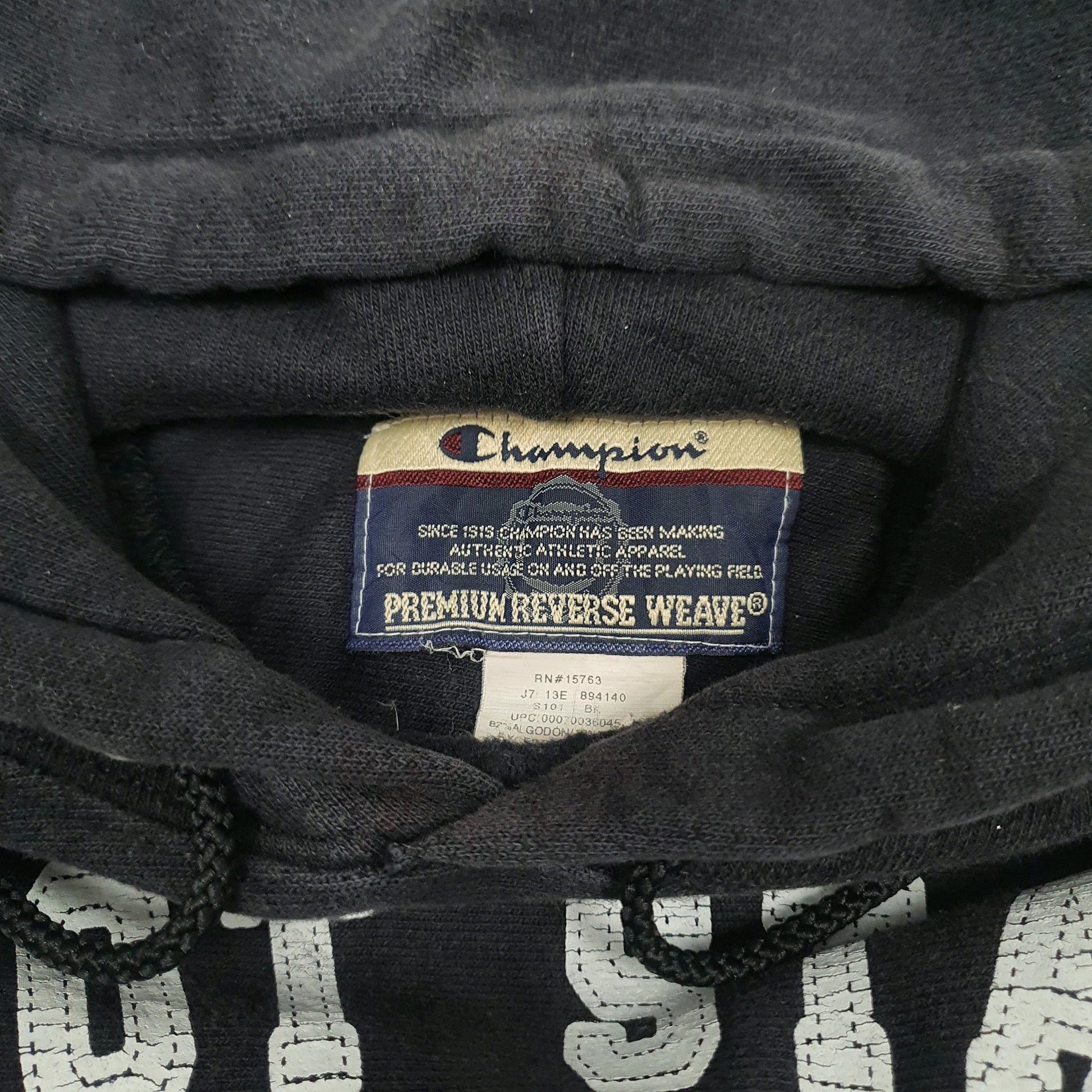 Mens Black Champion Reverse Weave Vintage 90s 00s Hoodie Jumper