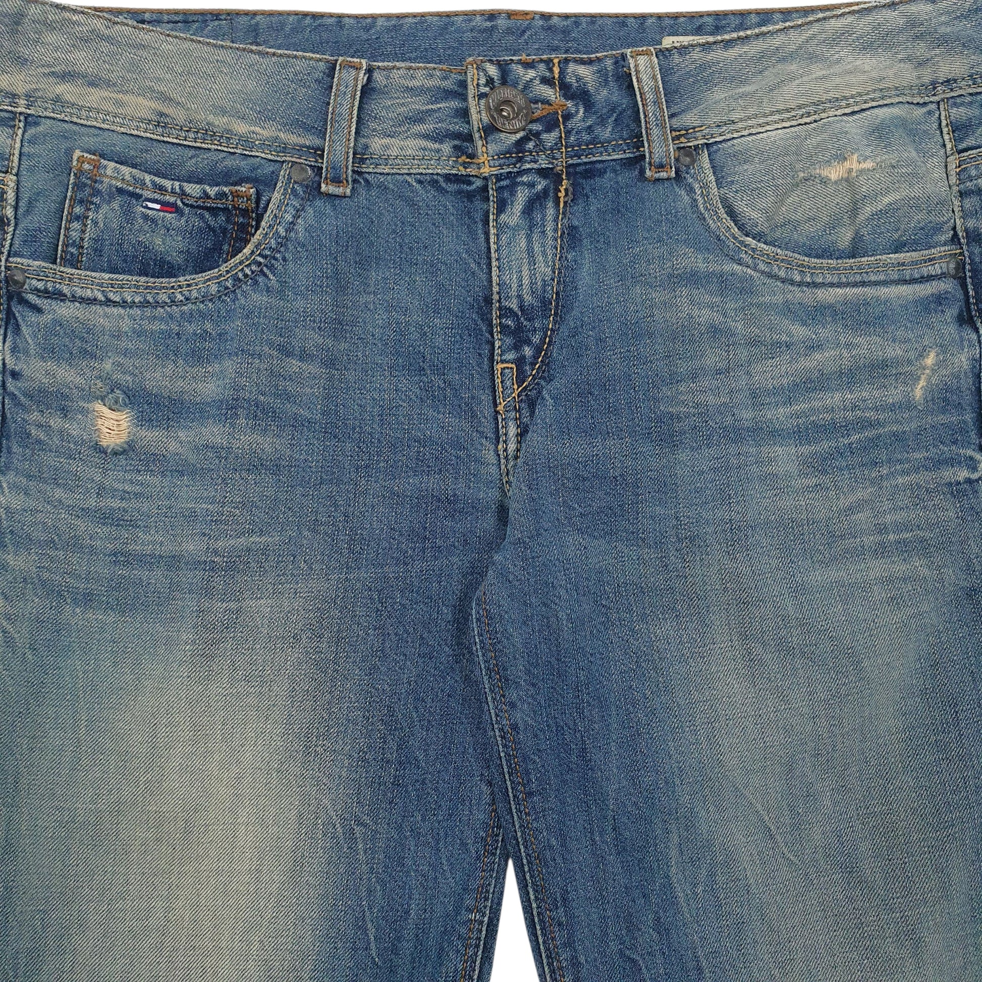 Mens Blue Tommy Hilfiger Distressed  Shorts