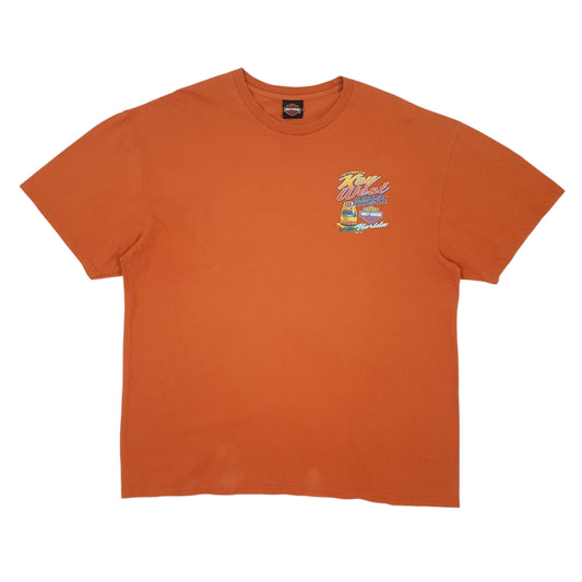 Mens Orange Harley Davidson  Short Sleeve T Shirt
