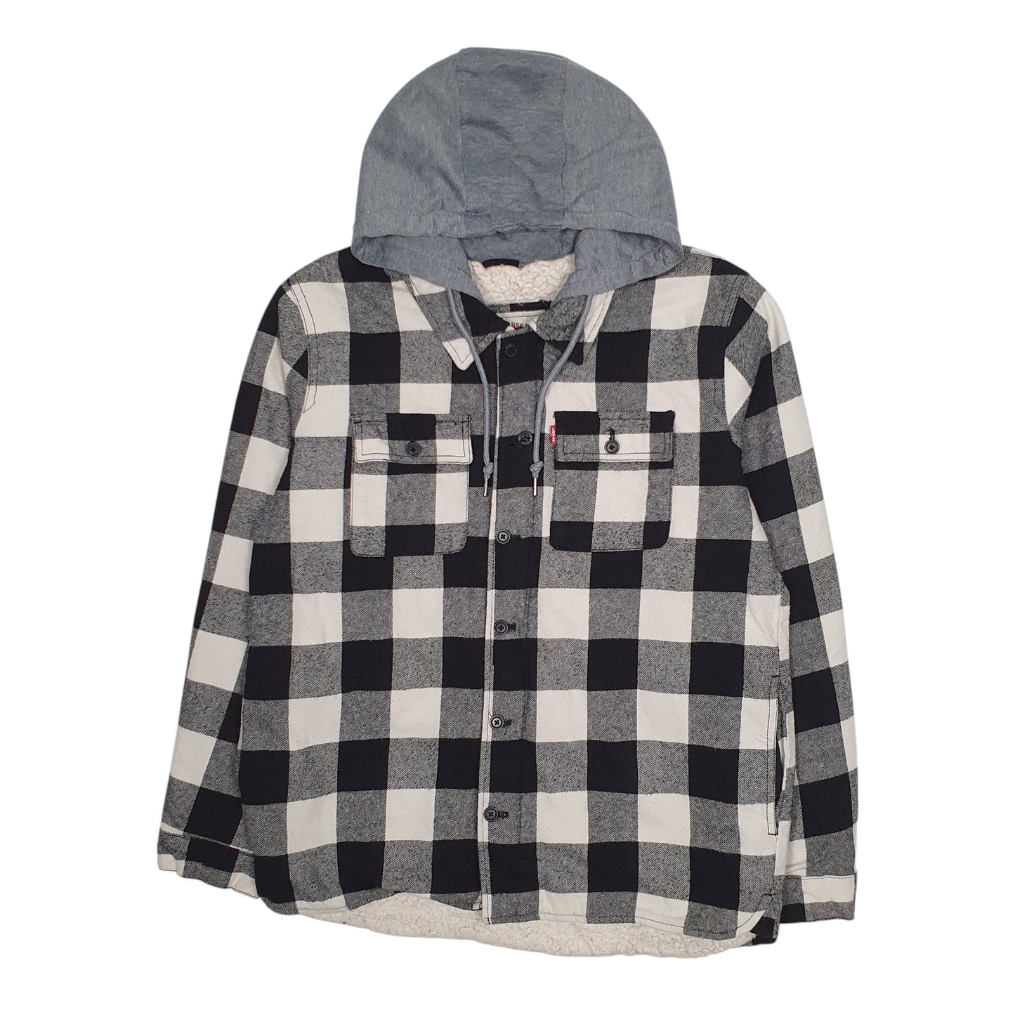 Mens Grey Levis Overshirt Sherpa Lined Hoodie  Coat