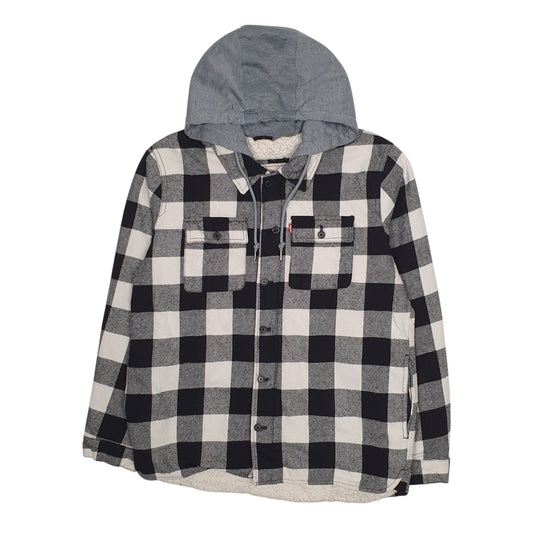 Mens Grey Levis Overshirt Sherpa Lined Hoodie  Coat