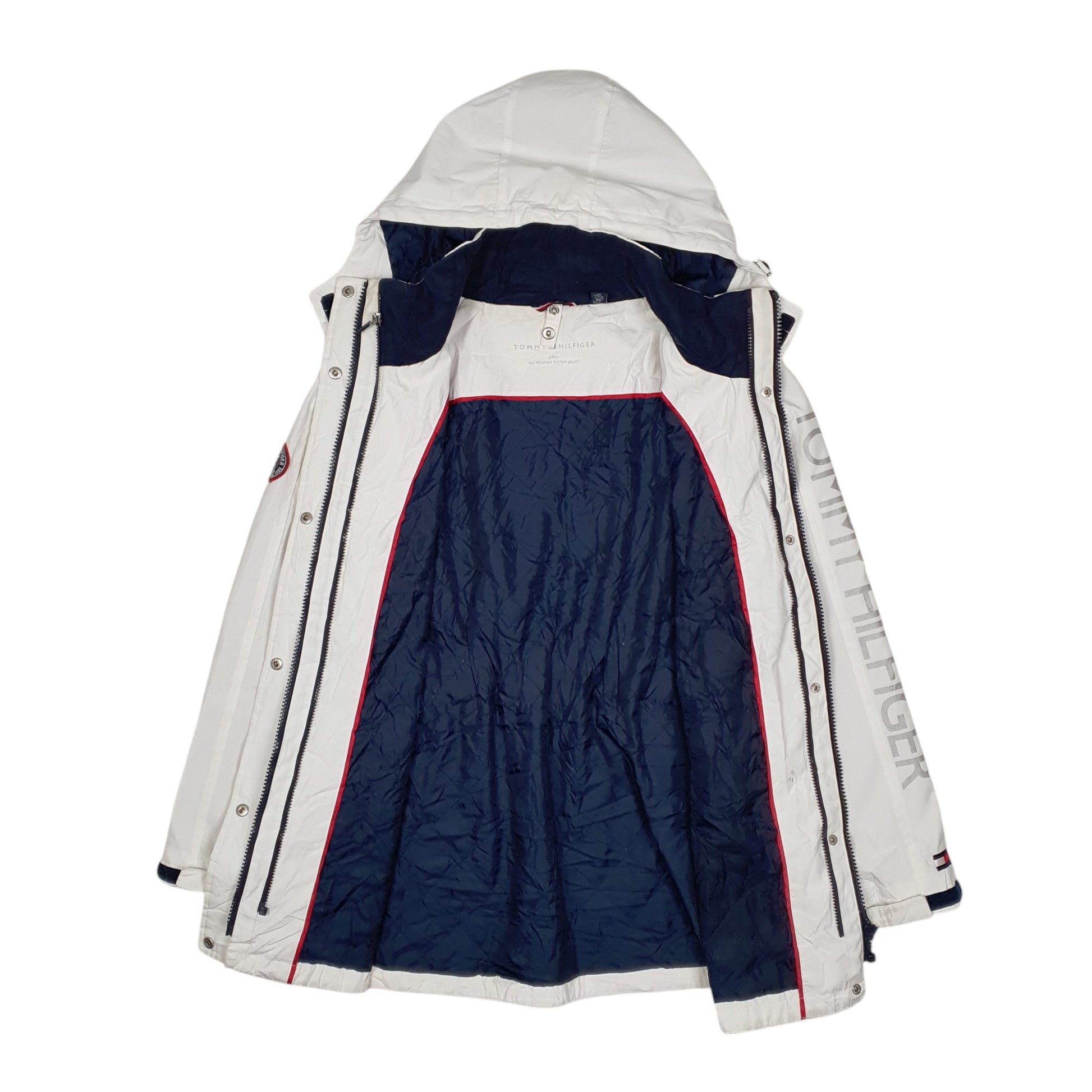 Womens White Tommy Hilfiger Hooded  Coat