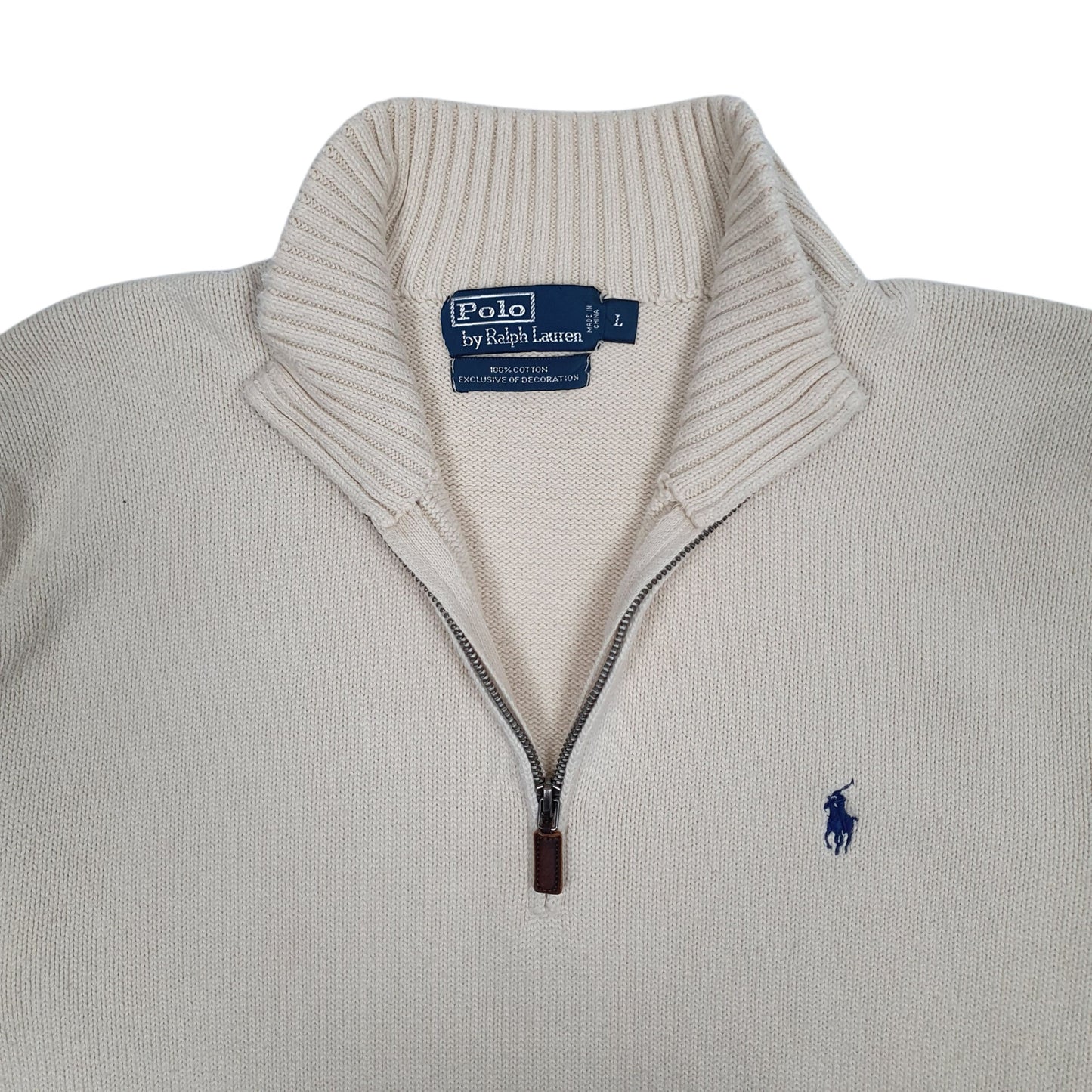 Mens Cream Polo Ralph Lauren  Quarter Zip Jumper