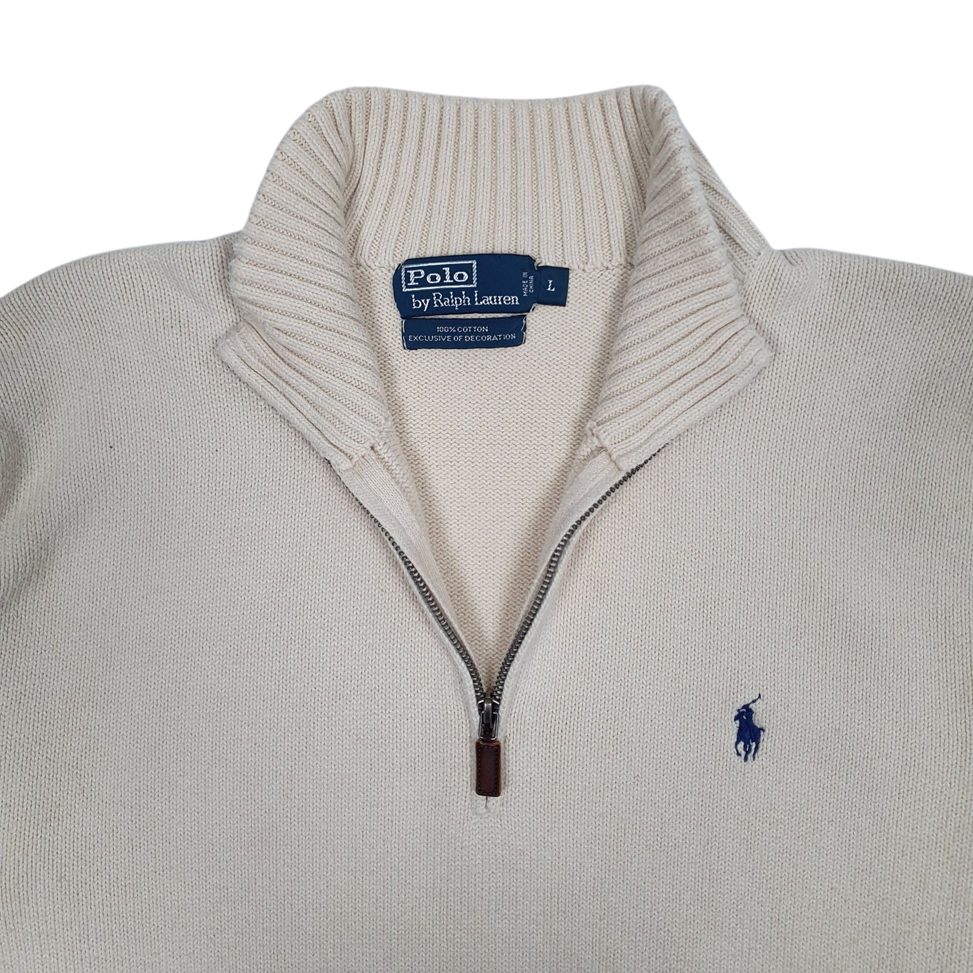Mens Cream Polo Ralph Lauren  Quarter Zip Jumper